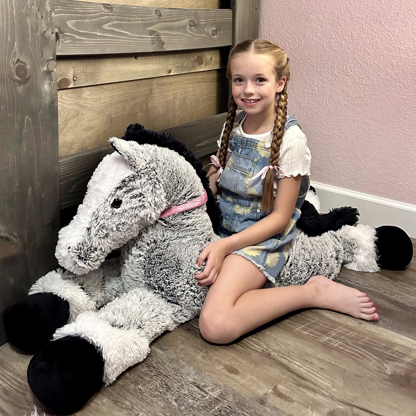Giant Horse Stuffed Animals - Grey Horse Plush Toys - 4 FT Huge Horse Plush Dolls - Farm Animal Plush Pillows - Cute Little Pony Plush Dolls - Christmas/Birthday/Baby Shower Gift Ideas