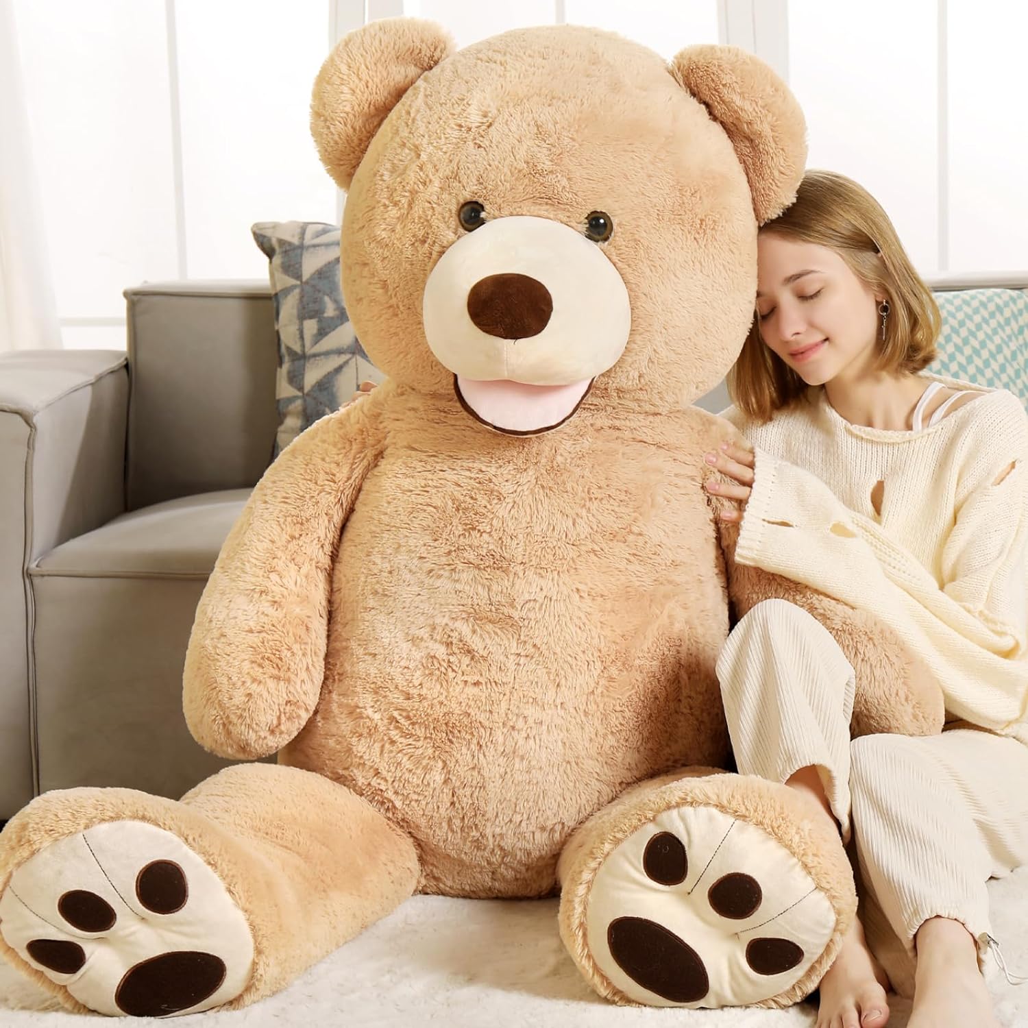 Smile Teddy Bear Plush Toy, Multicolor, 39/51/59/71 Inches