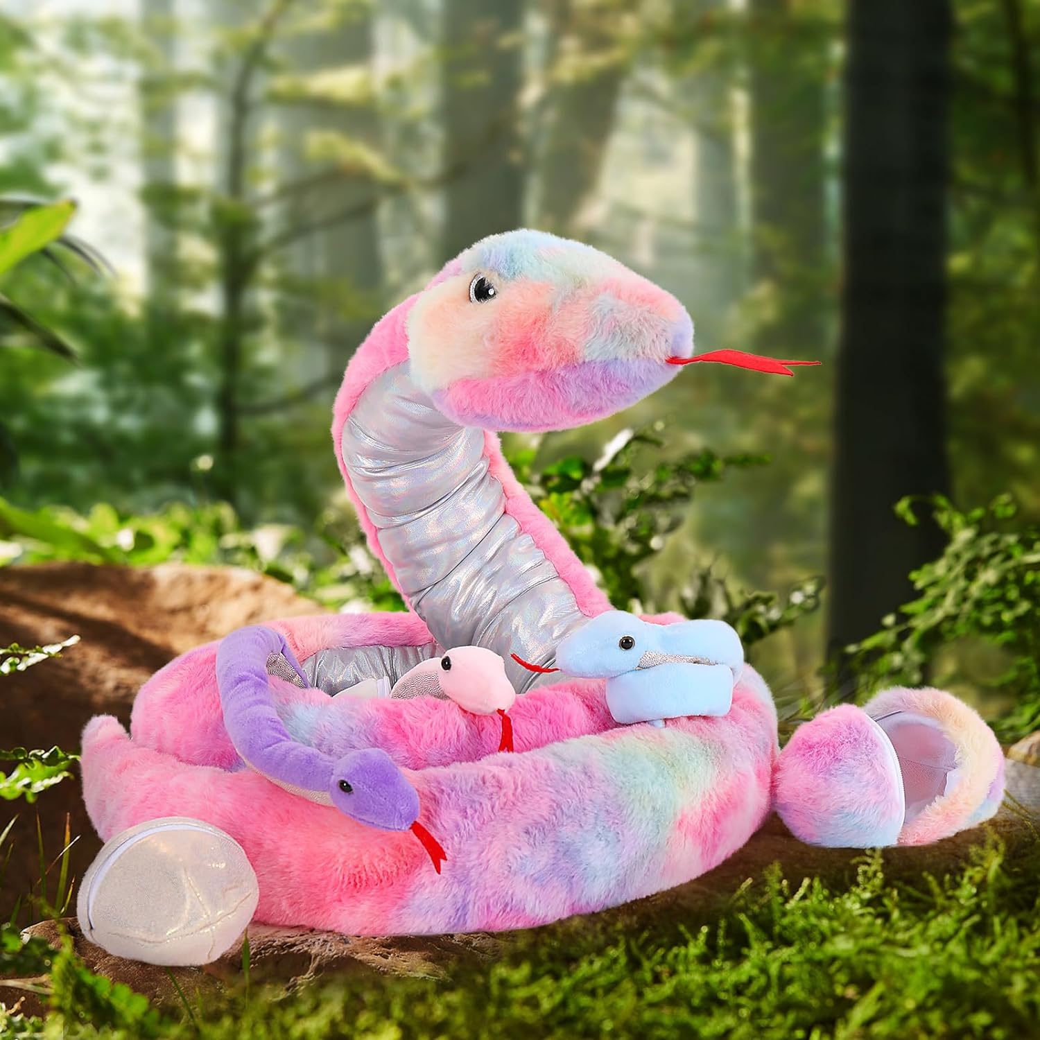 Snake Stuffed Animal Toy Set, Green/Yellow/Red/Pink/Brown, 79/118 Inches