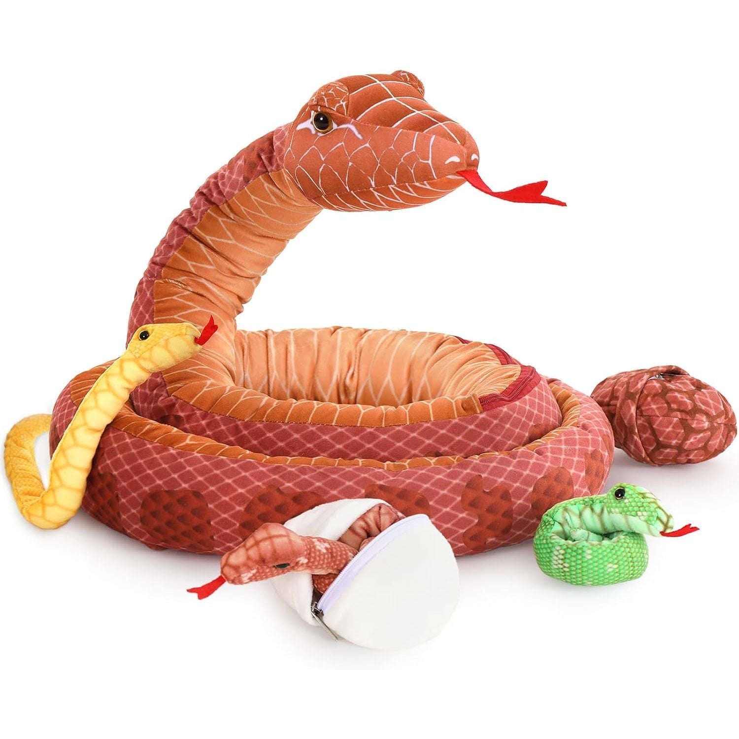 Snake Stuffed Animal Toy Set, Green/Yellow/Red/Pink/Brown, 79/118 Inches