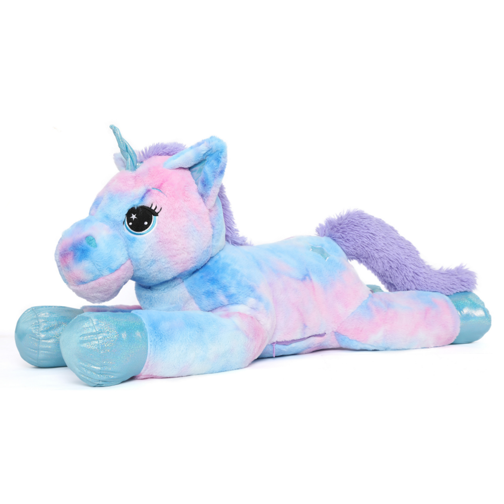 Giant Unicorn Stuffed Animal Toy, Pink/Blue, 43 Inches