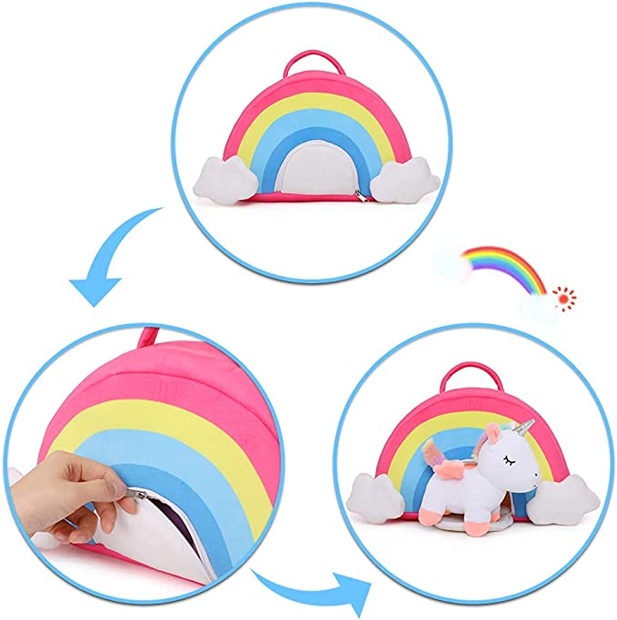 Regenbogenkoffer mit Stofftierset, 12 Zoll