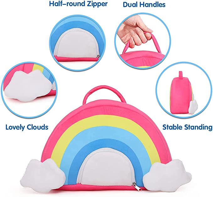 Regenbogenkoffer mit Stofftierset, 12 Zoll