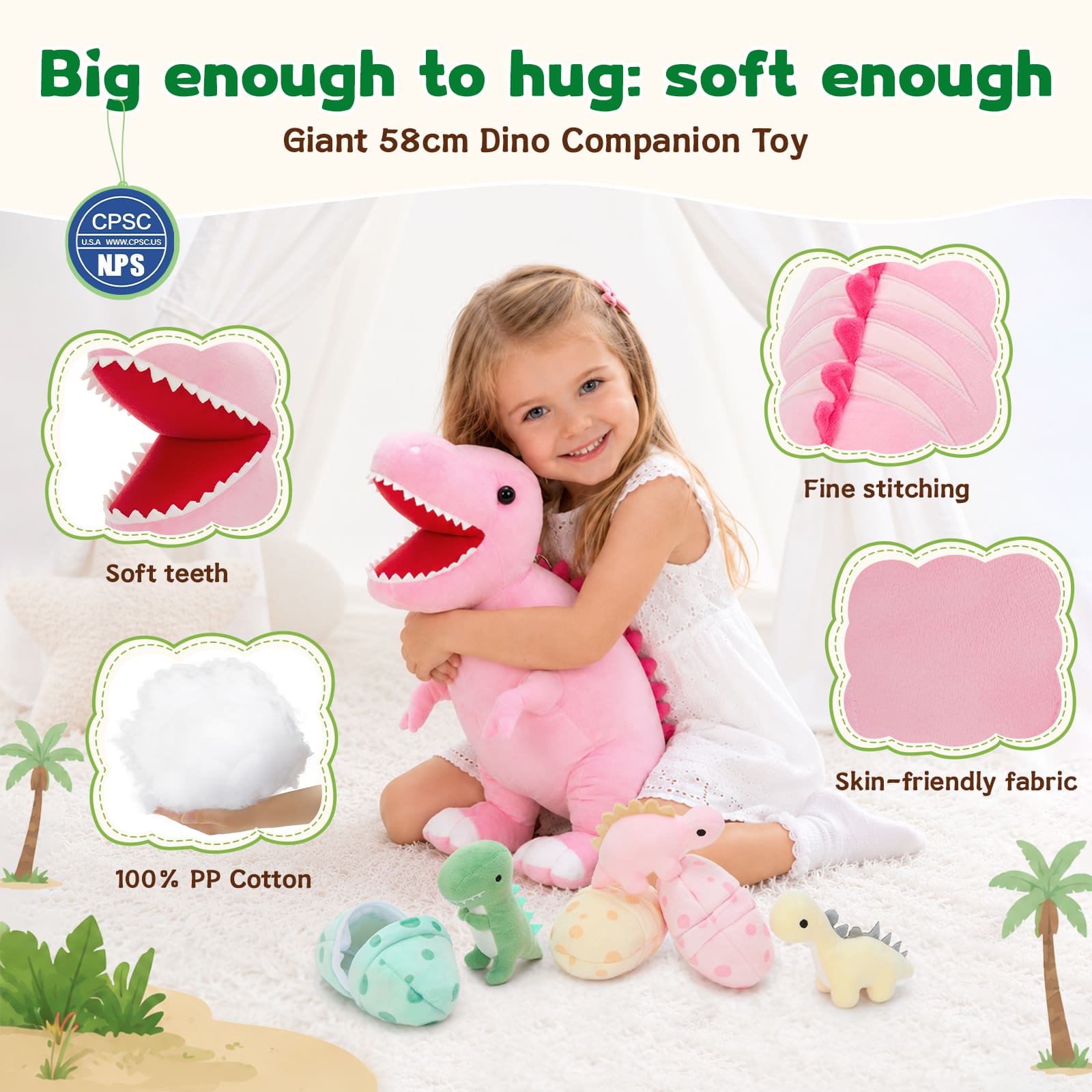 Pink Dinosaur Plush Backpack for Kids