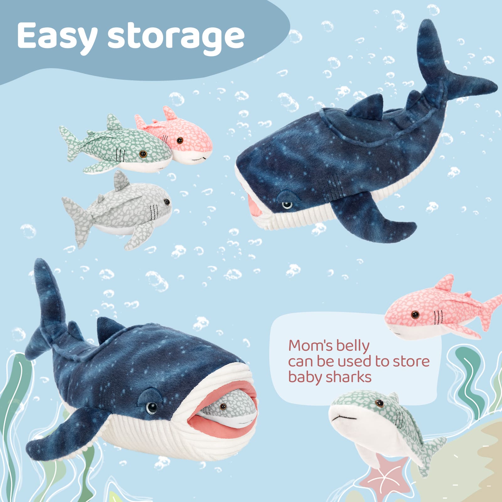 Whale Shark Stuffed Animals Ocean Plush Toys, 21.5 Inches