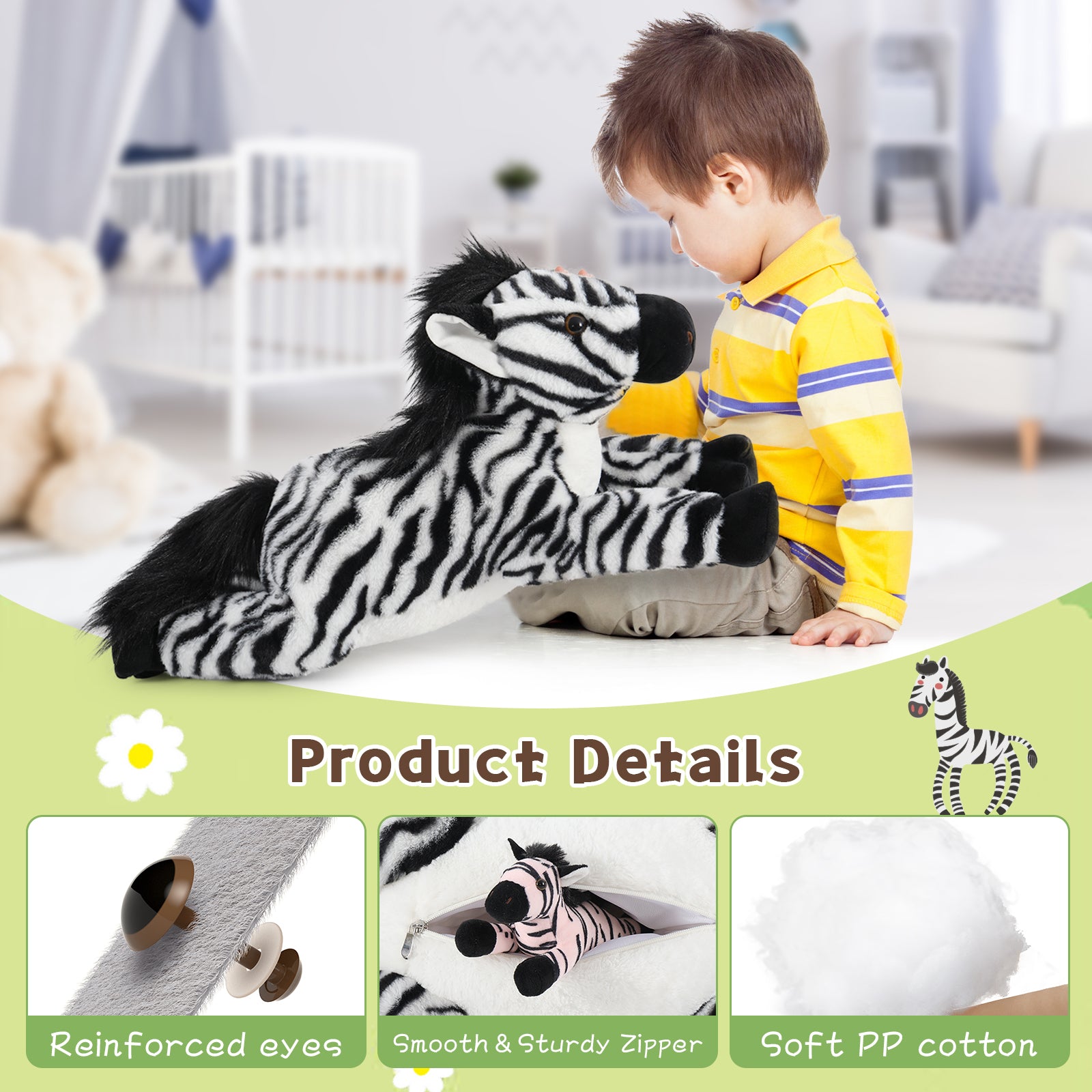 Zebra Stuffed Animal Plush Toys, 25.2 Inches