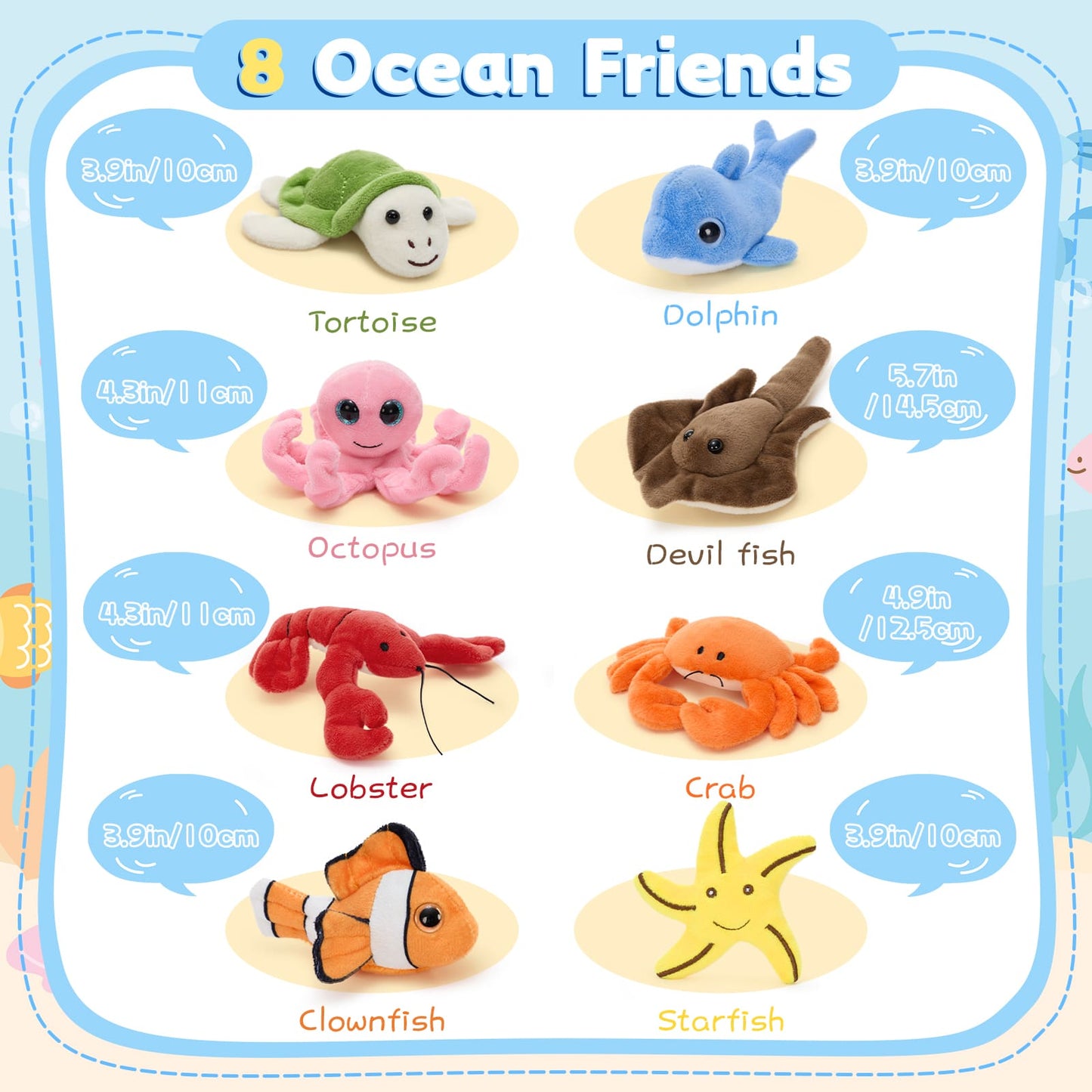 Soft shell plush toy organizer with mini sea creature stuffed animals inside, including colorful marine animals for toddler play and learning