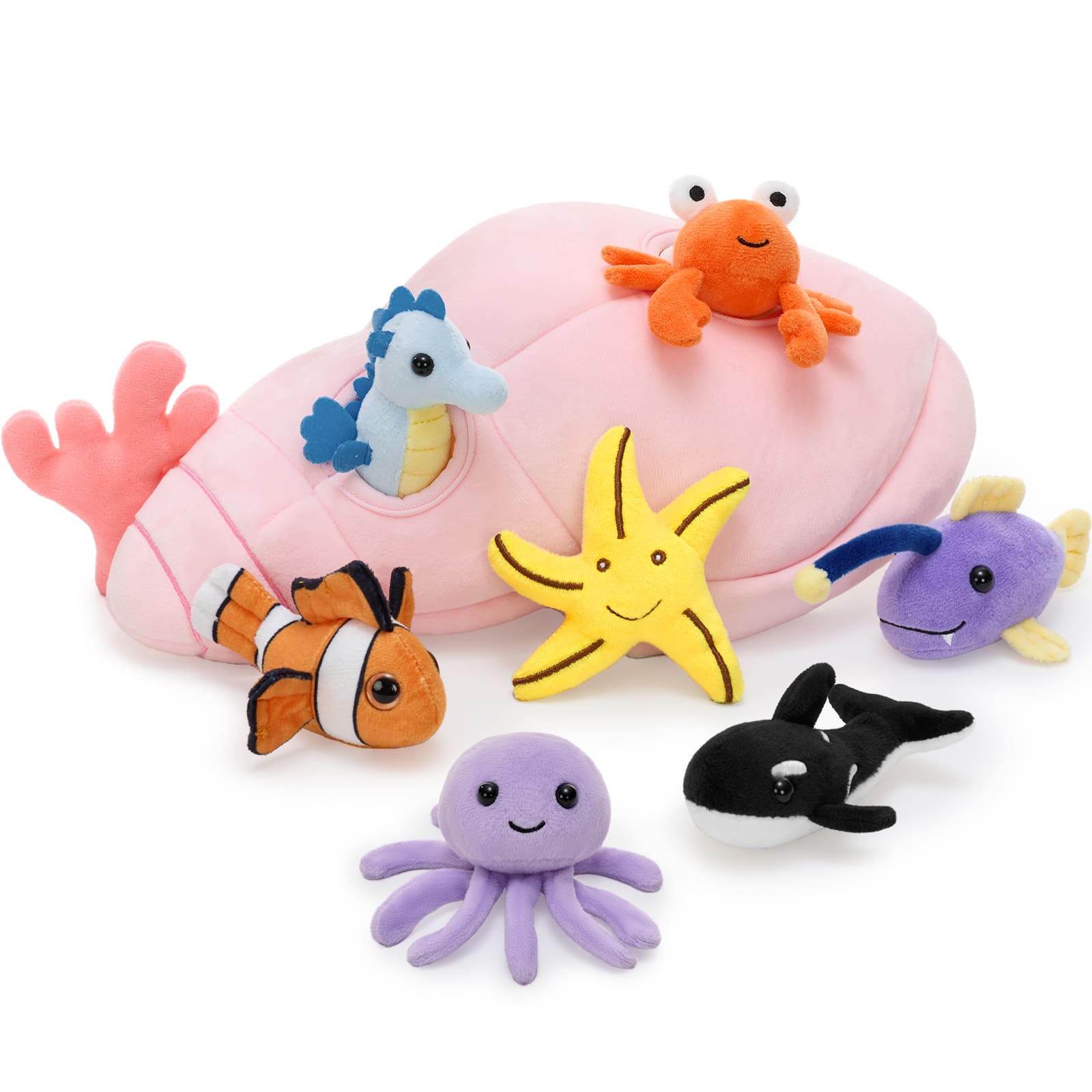 Pink Plush Conch with Seven Ocean Stuffed Animals,  12.6 Inches