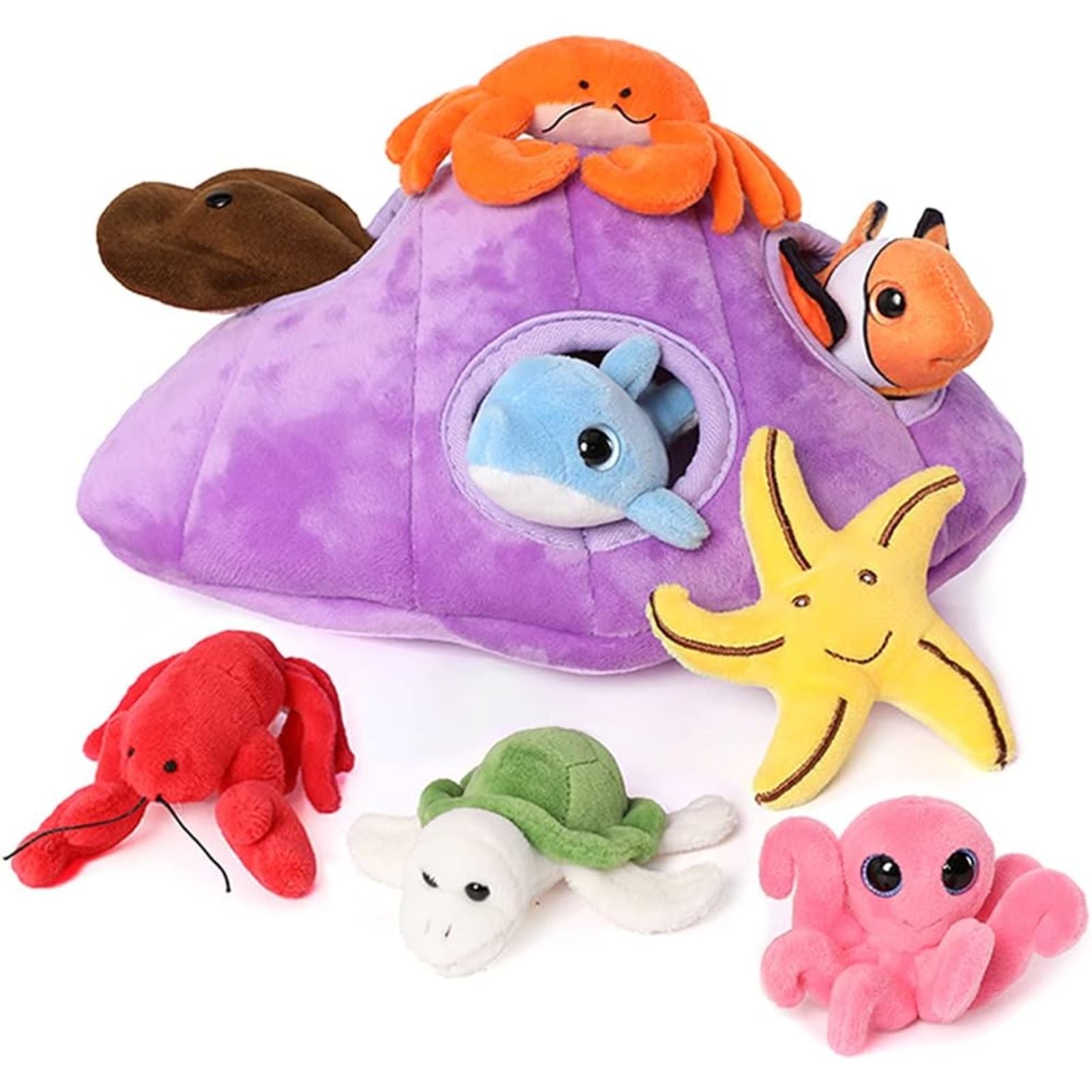 Ensemble de 8 jouets en peluche animaux marins, 10 po
