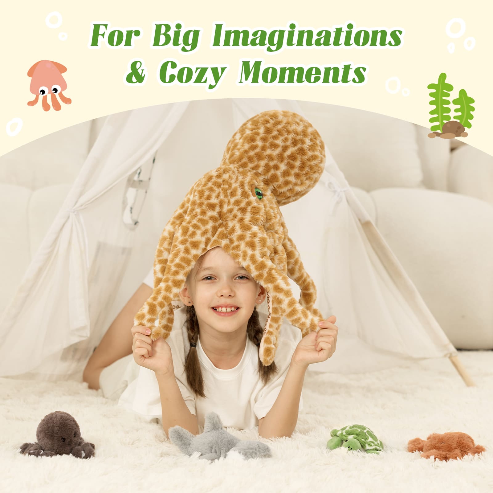 Octopus Stuffed Animal Set Ocean Plush Toys, 23.6 Inches