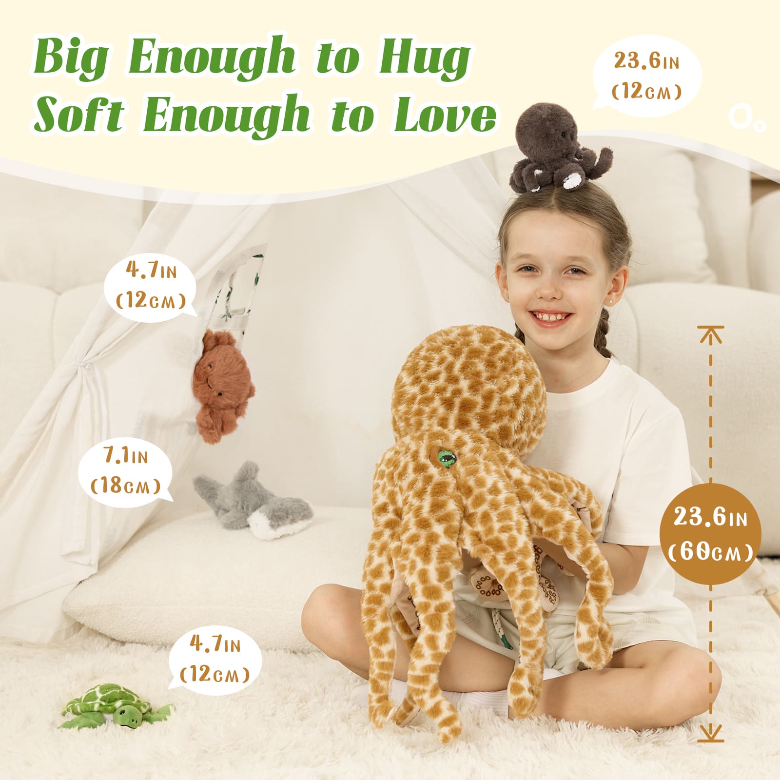 Octopus Stuffed Animal Set Ocean Plush Toys, 23.6 Inches