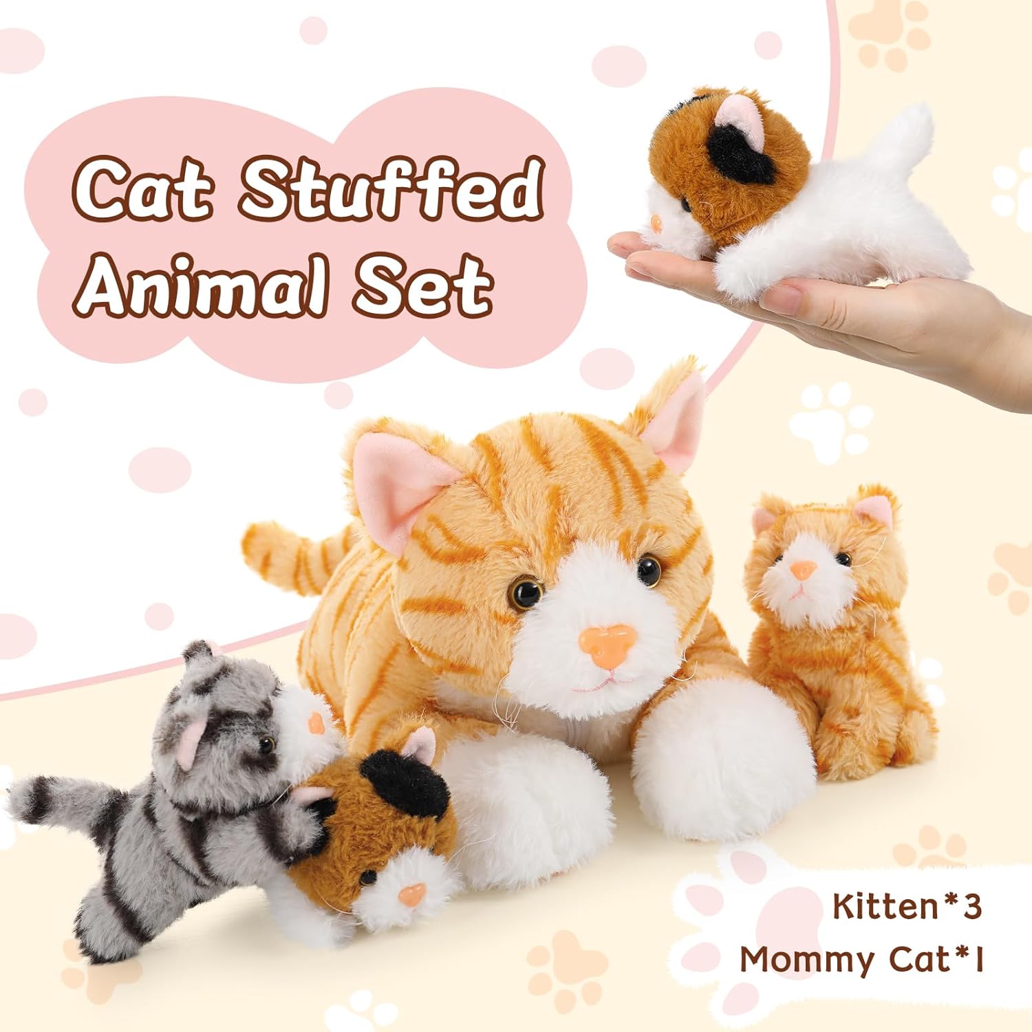 Katzen-Plüschspielzeug-Set, Orange, 16 Zoll