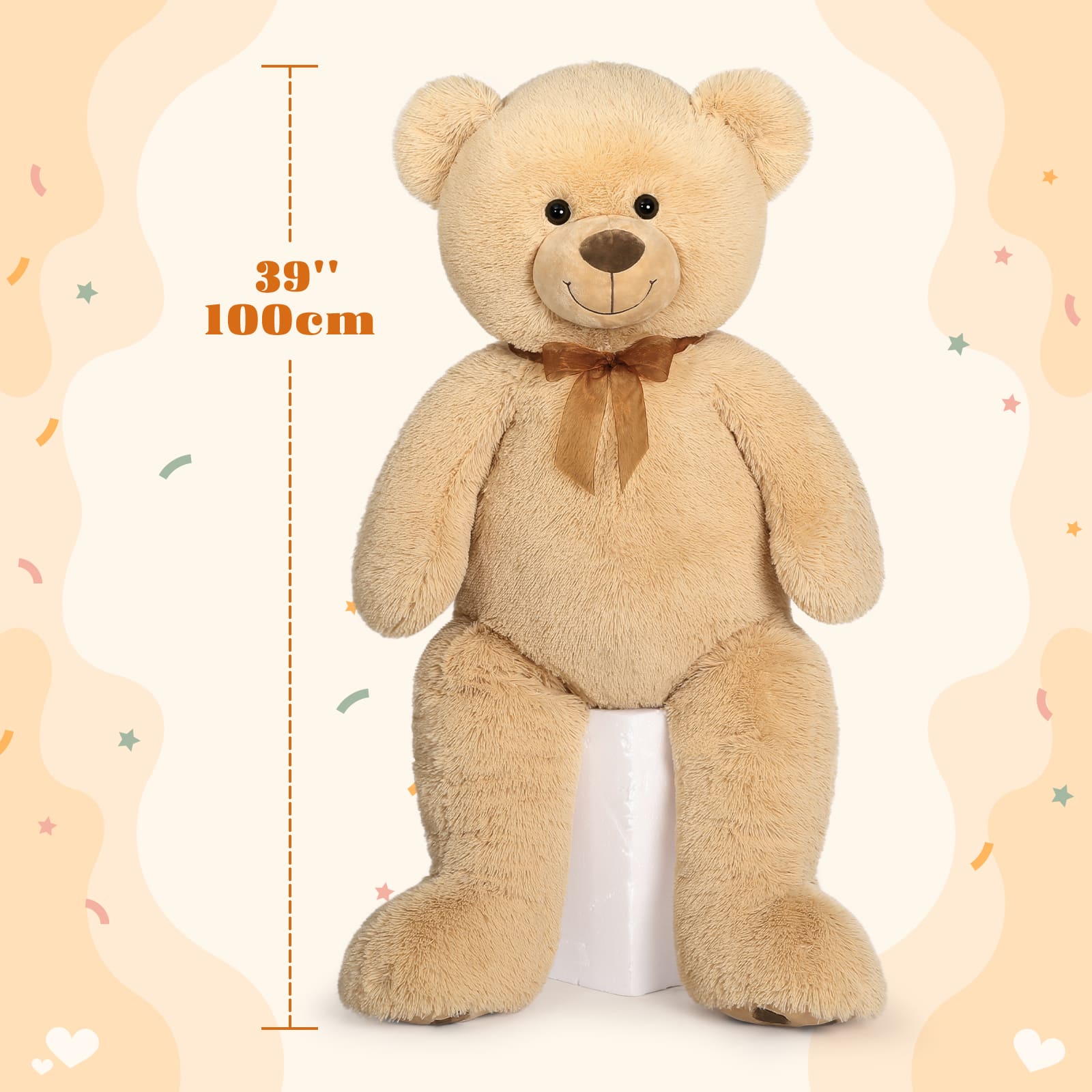 Big Teddy Bear Stuffed Animal Toy, Brown, 40 Inches