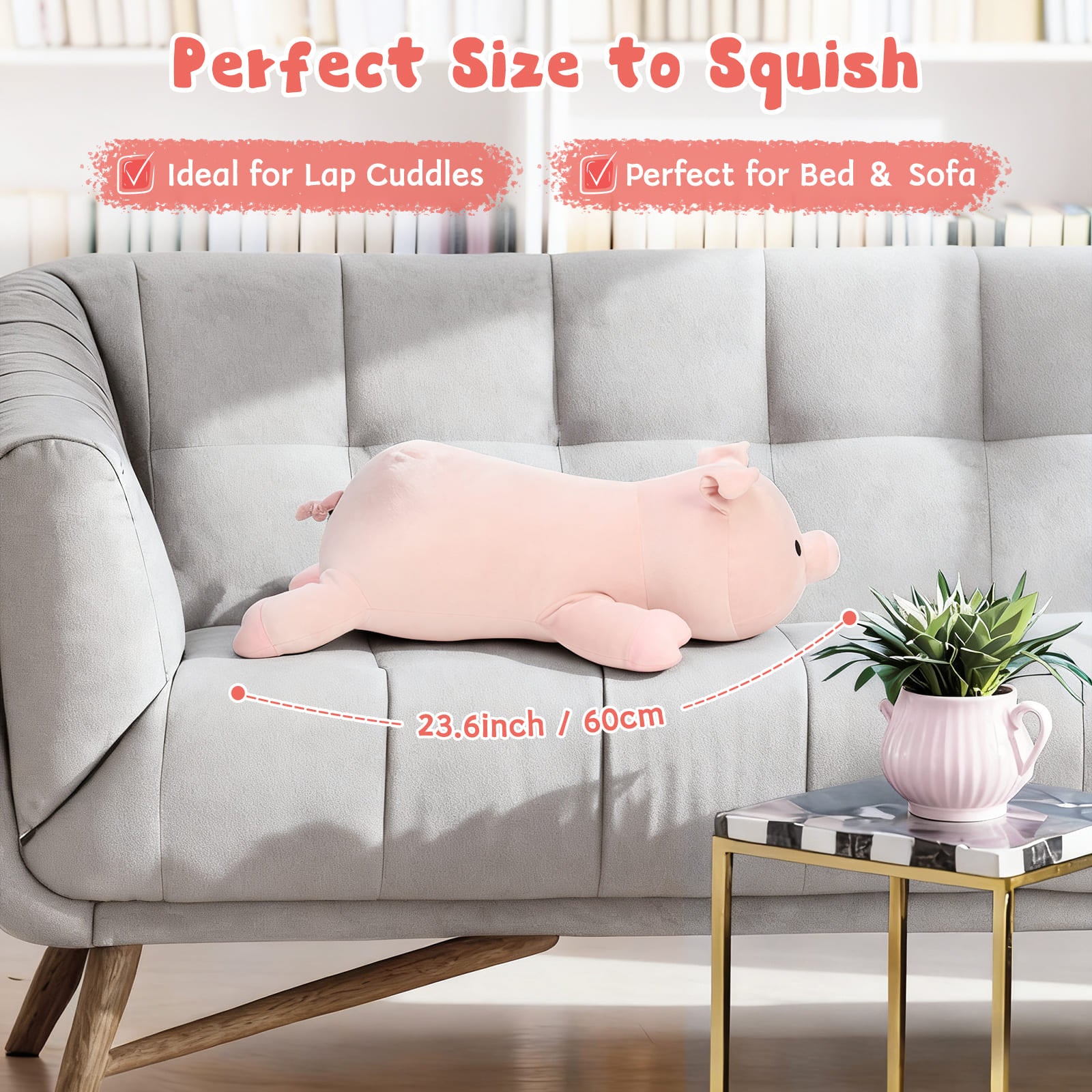 Cute Giant Pig Plush Pillow – Ultra Soft Stuffed Pig Body Pillow for Cuddling & Home Decor