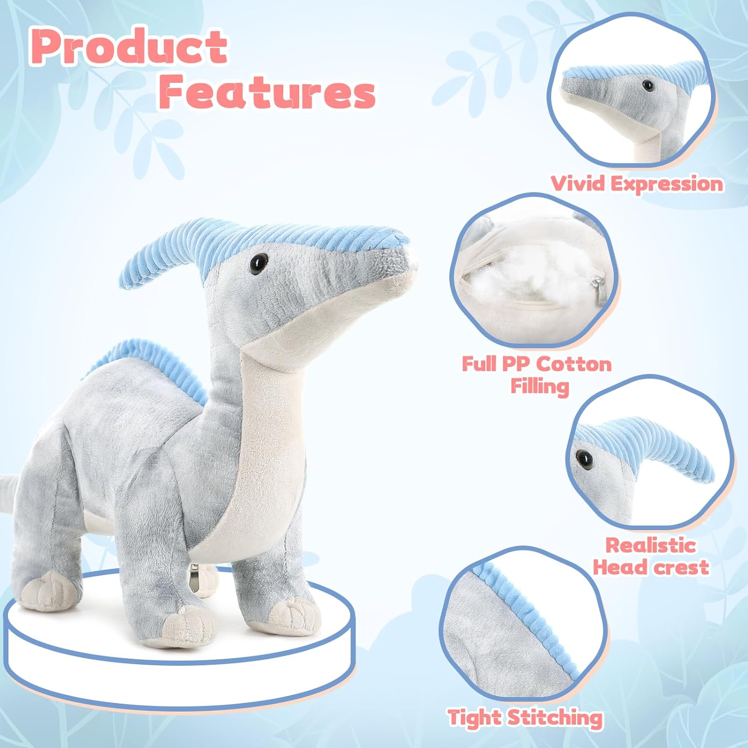 Jouet en peluche Parasaurolophus, 25,6 pouces
