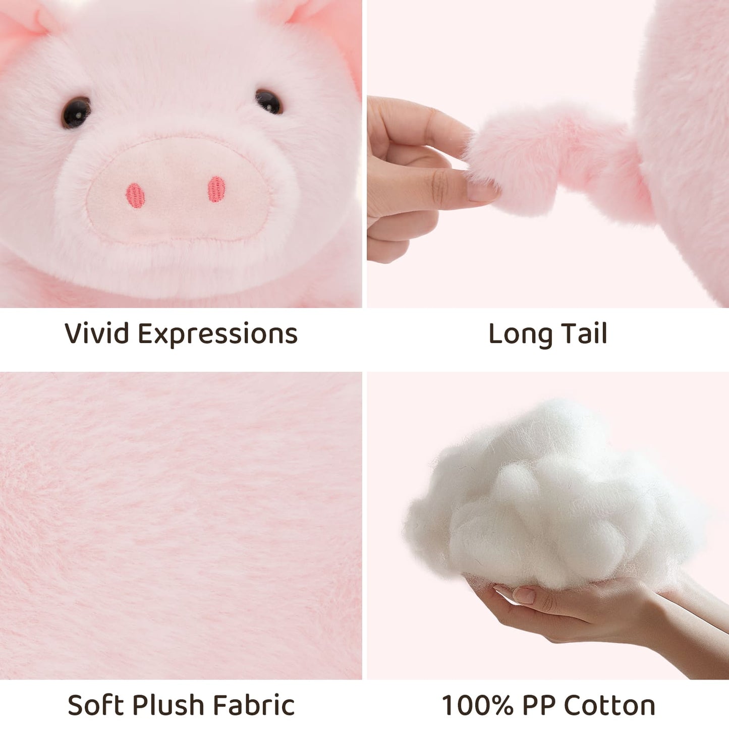 Pig Stuffed Animals Farm Plush Toys, Pink, 15.7 Inches