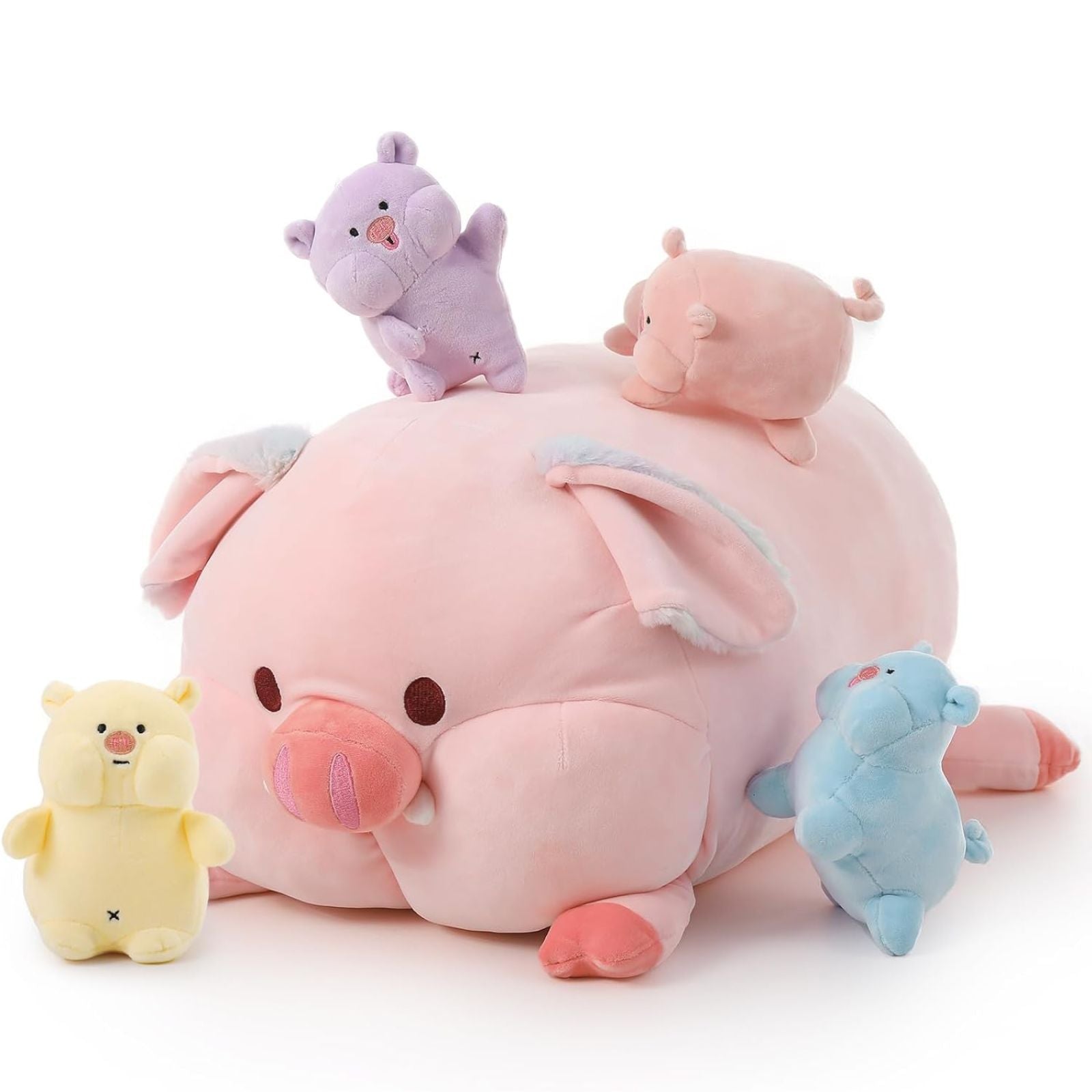 Schweinemama-Stofftier mit 4 Schweinebabys, 20 Zoll