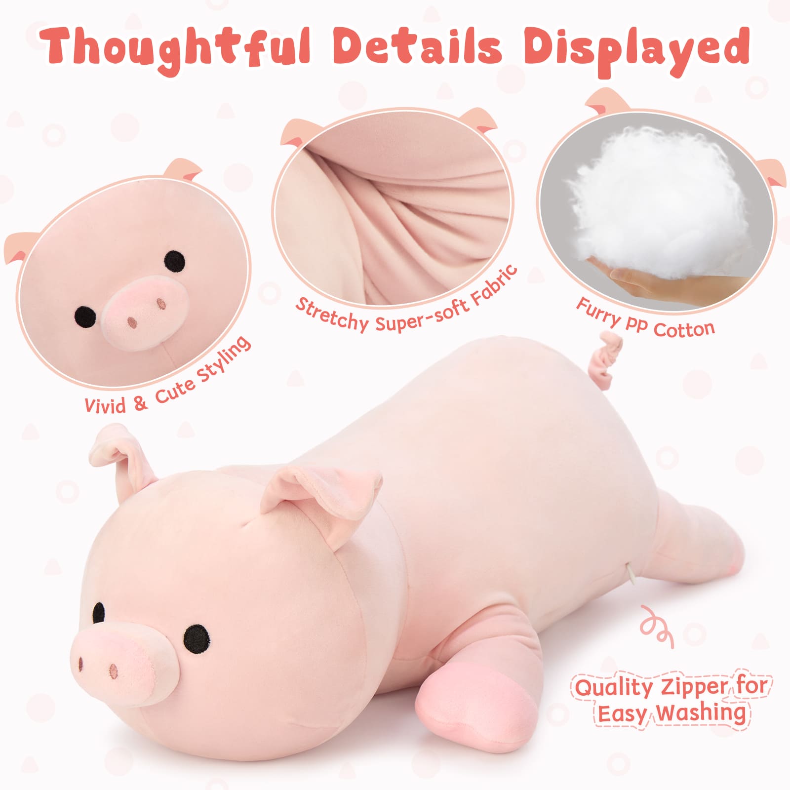 Cute Giant Pig Plush Pillow – Ultra Soft Stuffed Pig Body Pillow for Cuddling & Home Decor