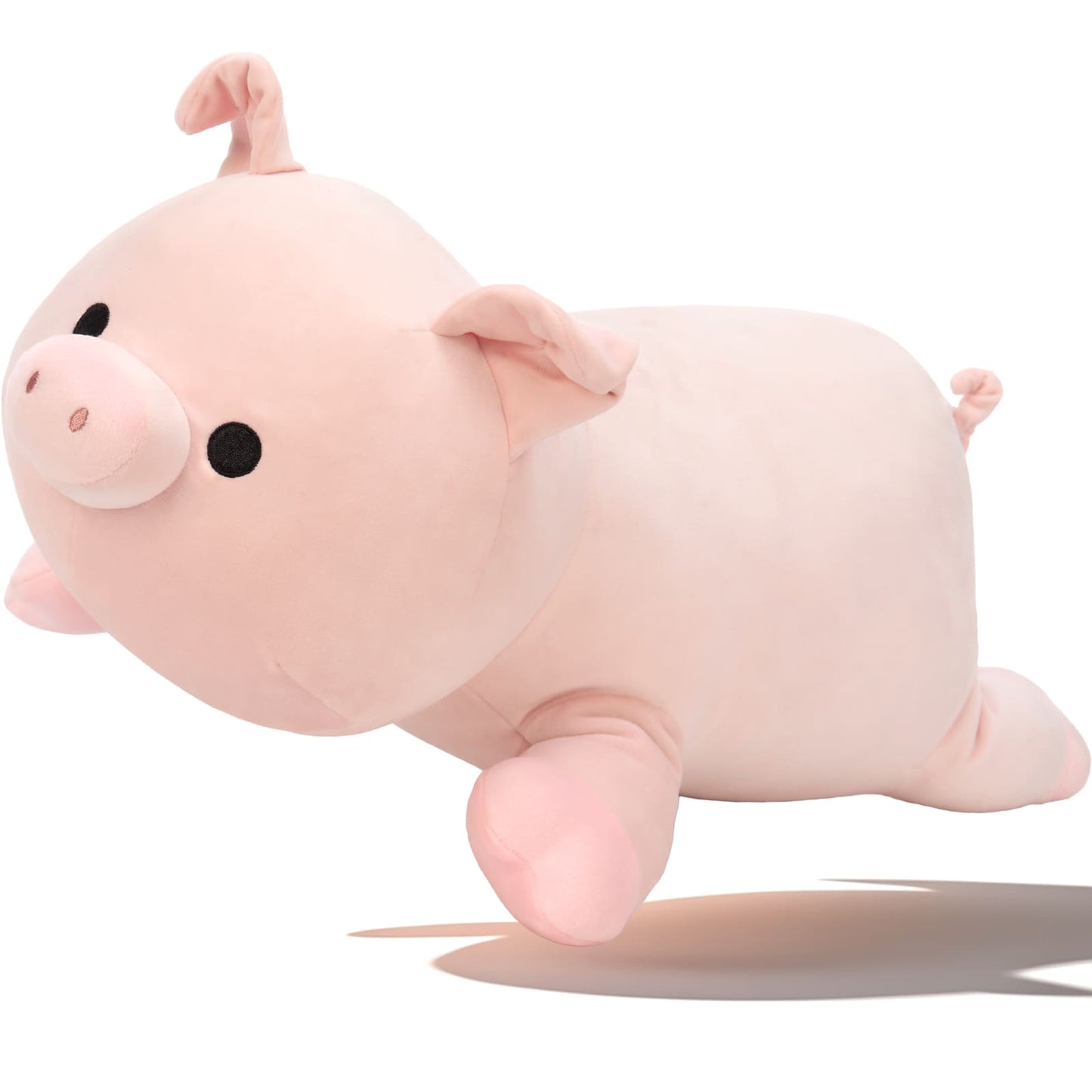 23.6 inch giant pig plush pillow made with ultra-soft fabric and fluffy PP cotton filling, cute pink stuffed pig toy for cuddling and sleeping