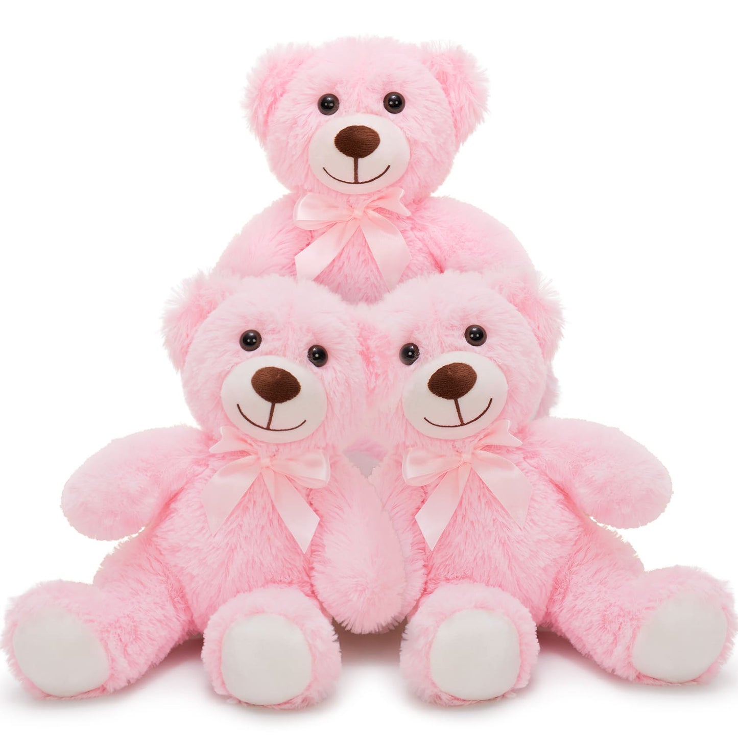 Ours en peluche 3 pièces, rose, 13,8 pouces