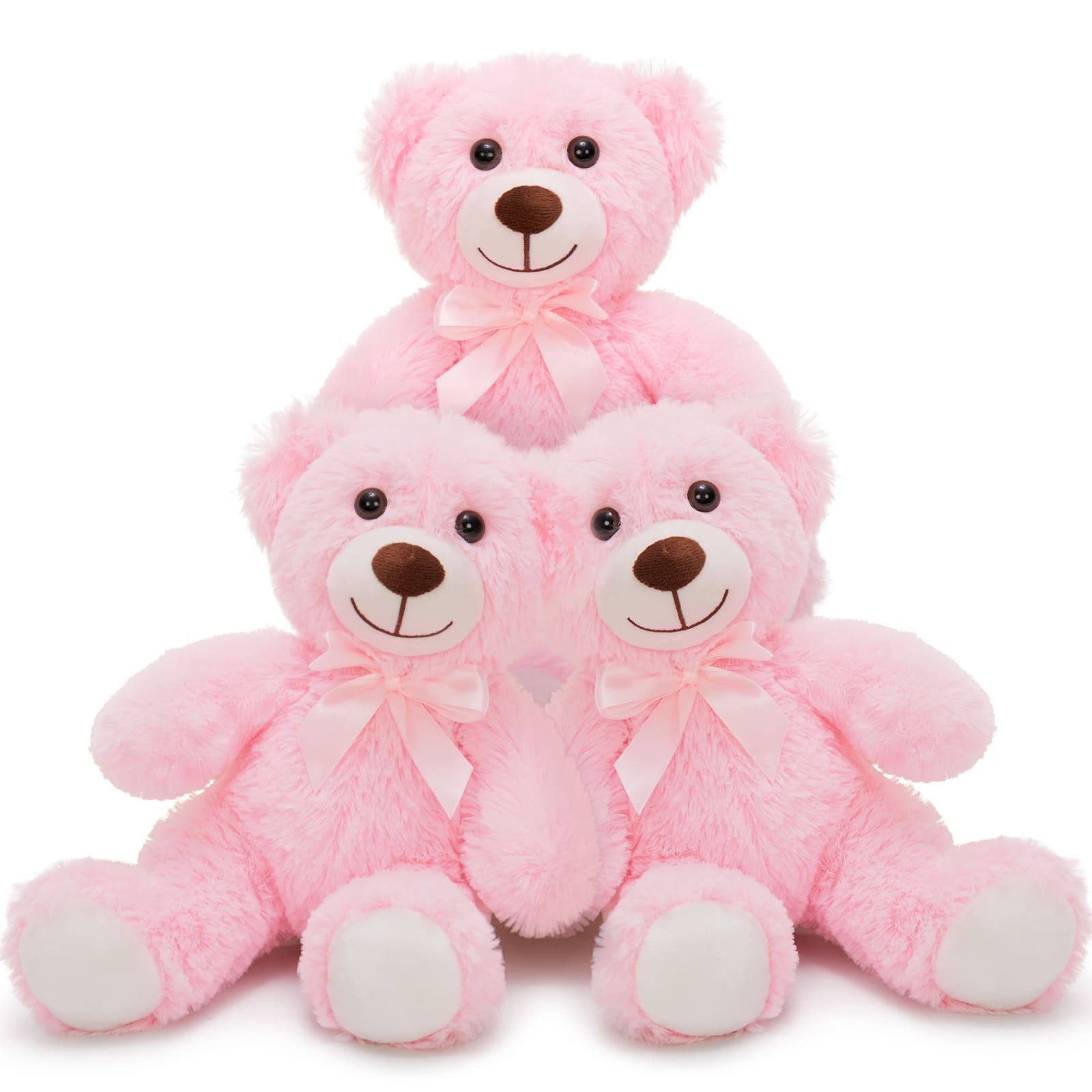 Ours en peluche 3 pièces, rose, 13,8 pouces