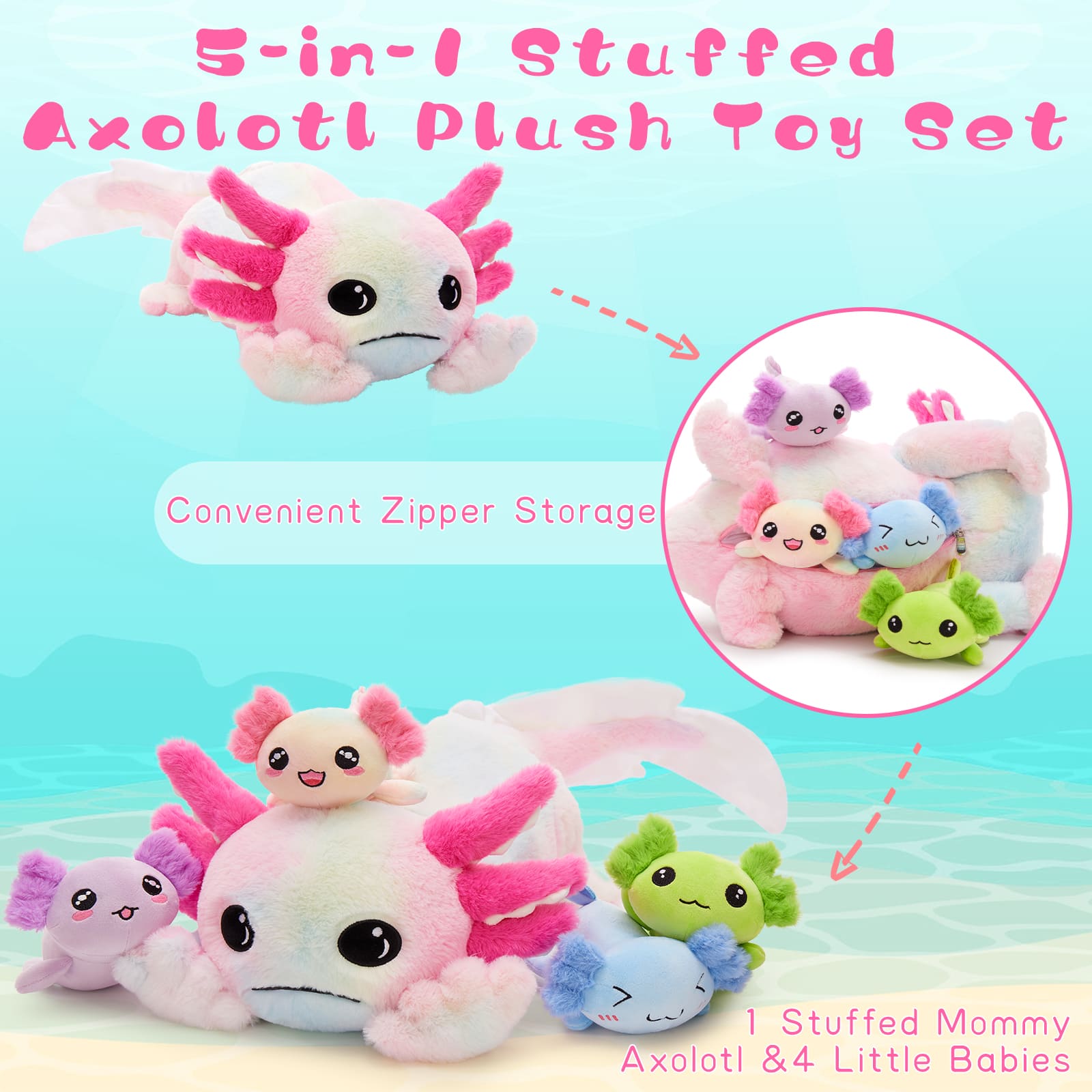 Axolotl Stuffed Animals Salamander Plush Toys, 31 Inches
