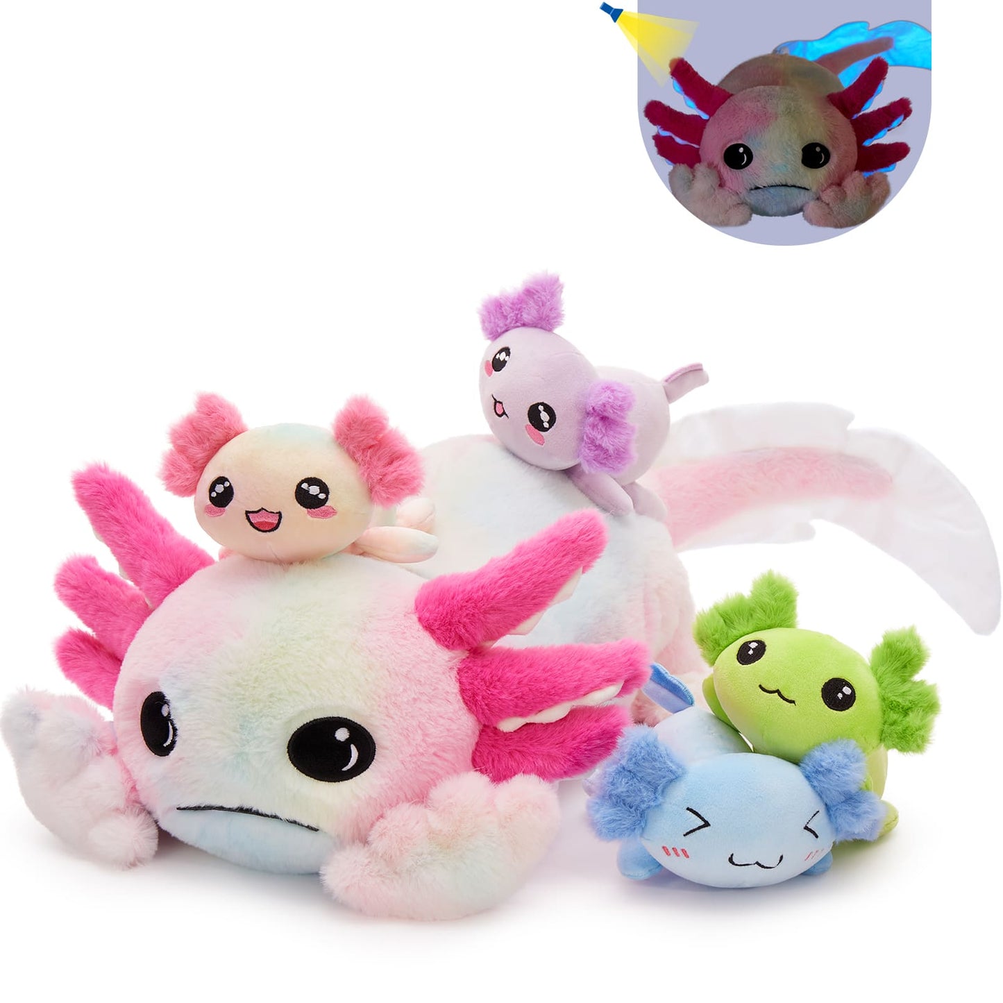 Axolotl Soft Plush Toys - Salamander Stuffed Animals with Babies Inside - Mom&Baby Plush Toy Set - Birthday Christmas Gift for Kids Teens Adults - Free Shipping Now