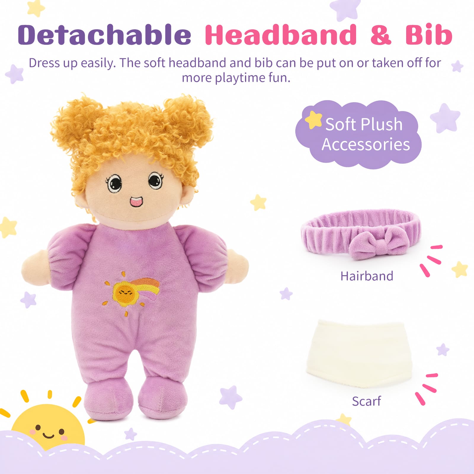 2-Piece Comfort Dolls 11.8-Inch Soft Plush Doll Set for Kids
