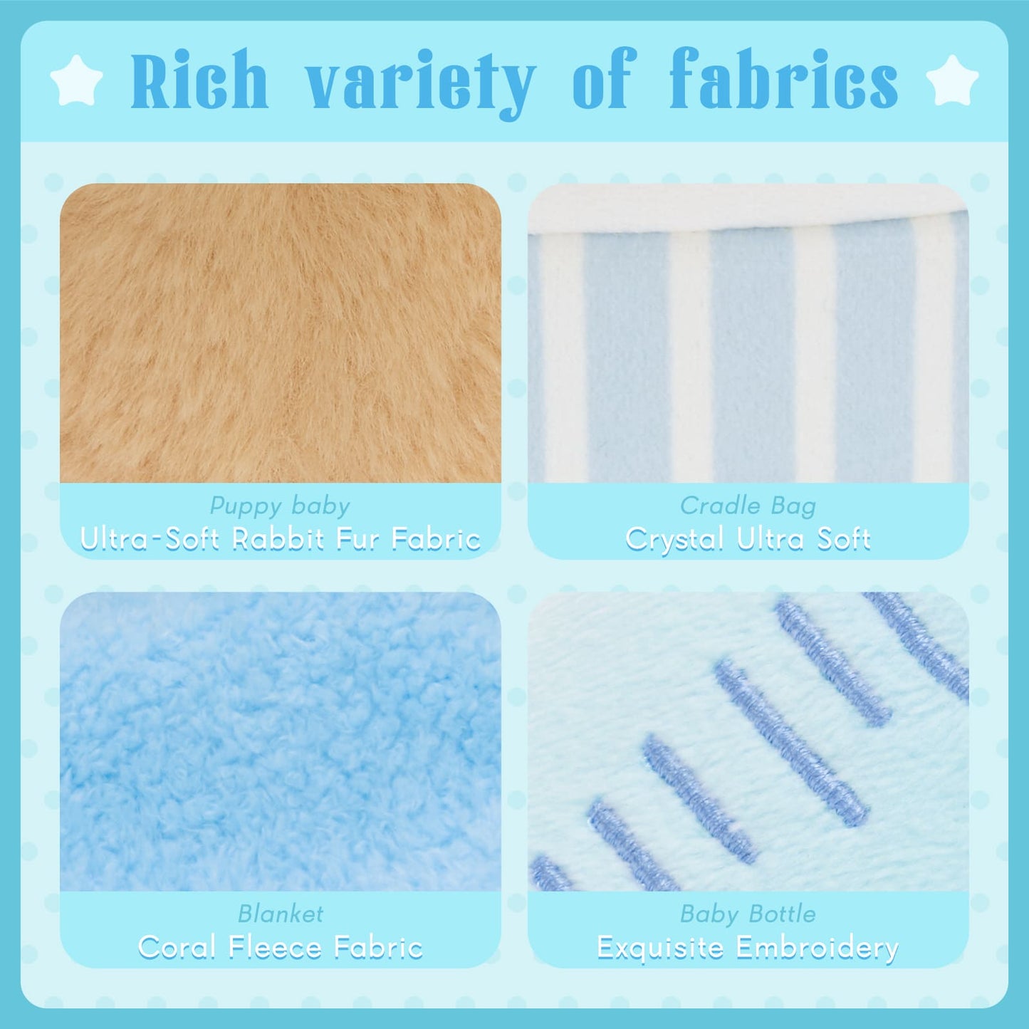 Kids pretend play plush puppy care set with bottle and cozy blanket