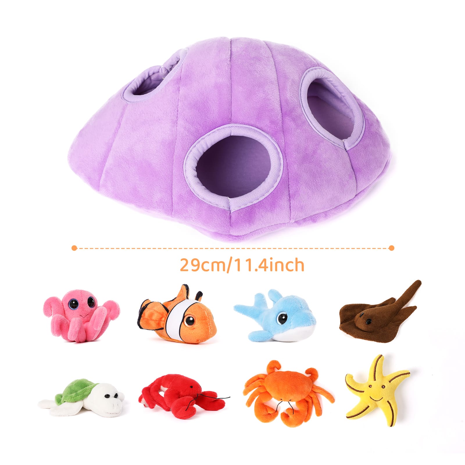 8 Piece Sea Animal Stuffed Toy Set, 11.4 Inches