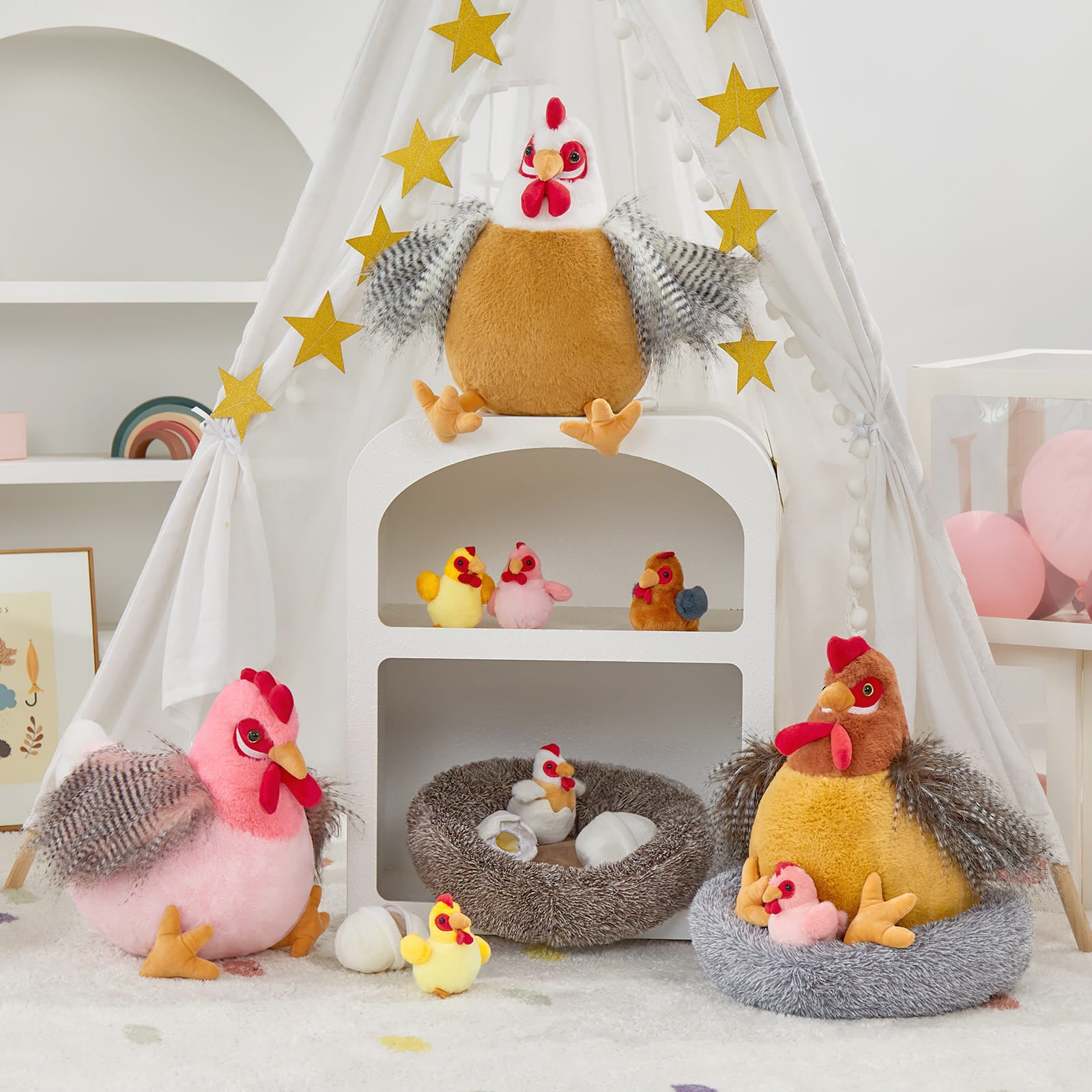 Chicken Plush Toys Farm Stuffed Animals, 16.5 Inches