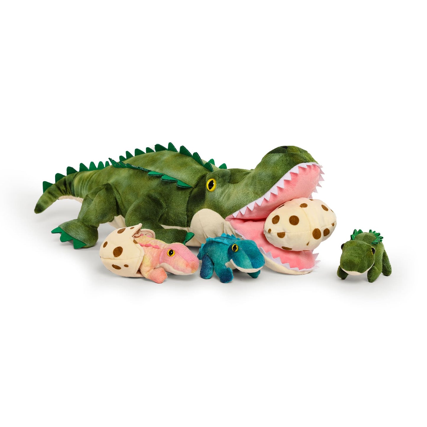Mom Crocodile with 3 Baby Crocodile Plushies, 23.6 Inches