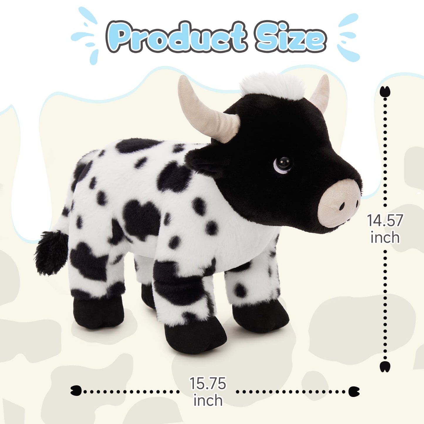 Lifelike Dairy Cow Stuffed Animals - Standing Milk Cattle Plush Toys - Cute Cow Plush Dolls - Cow Stuffed Animal Near Me -  Cow Plush 15.75*14.57 Inches - Free Shipping