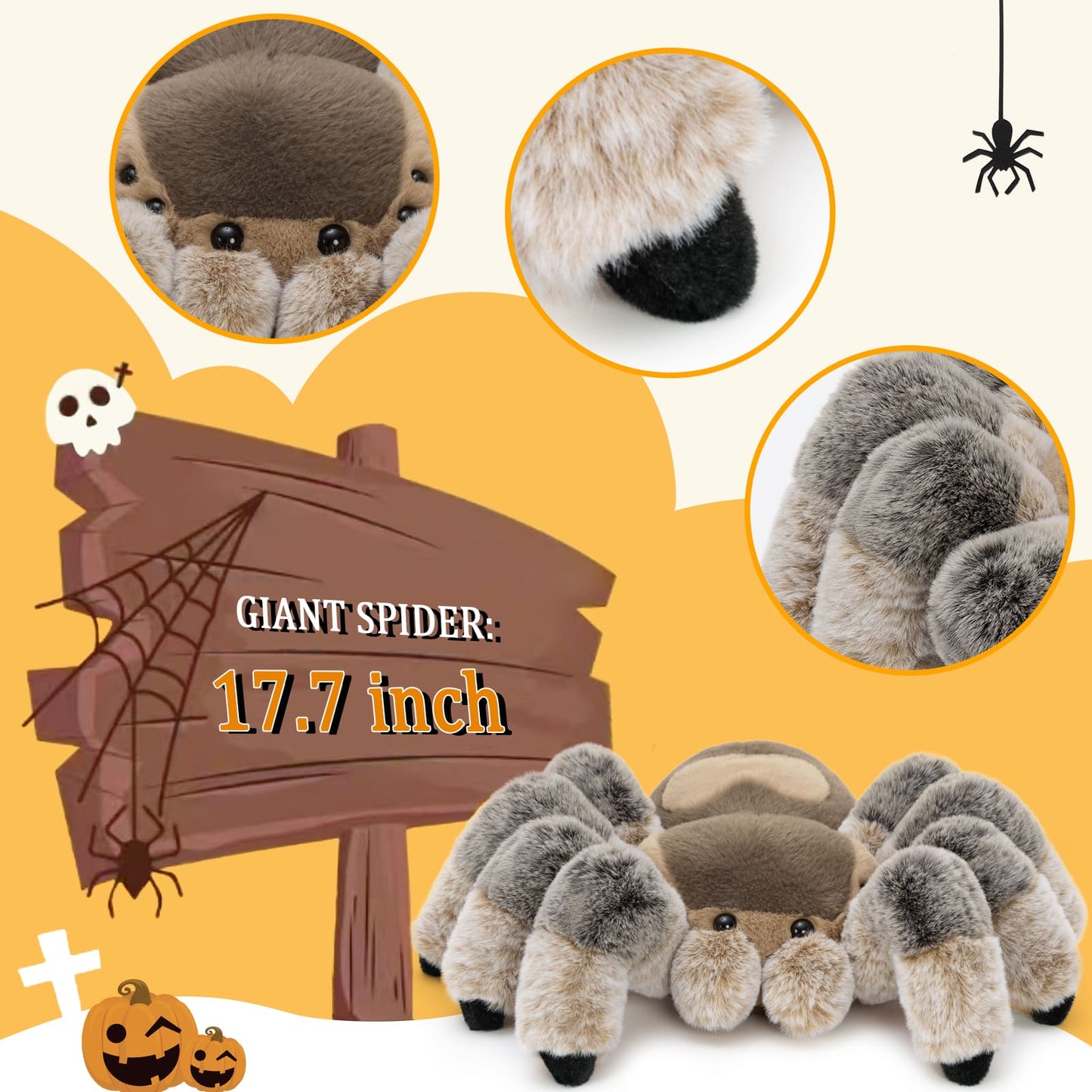 Large Realistic Spider Plush Toy 17.7" Stuffed Tarantula Toy