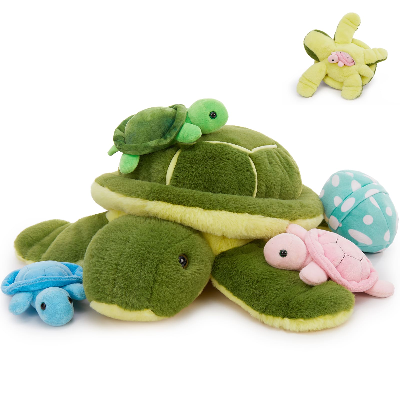 Five Pcs Sea Turtle Stuffed Animals, Green, 17.7 Inches