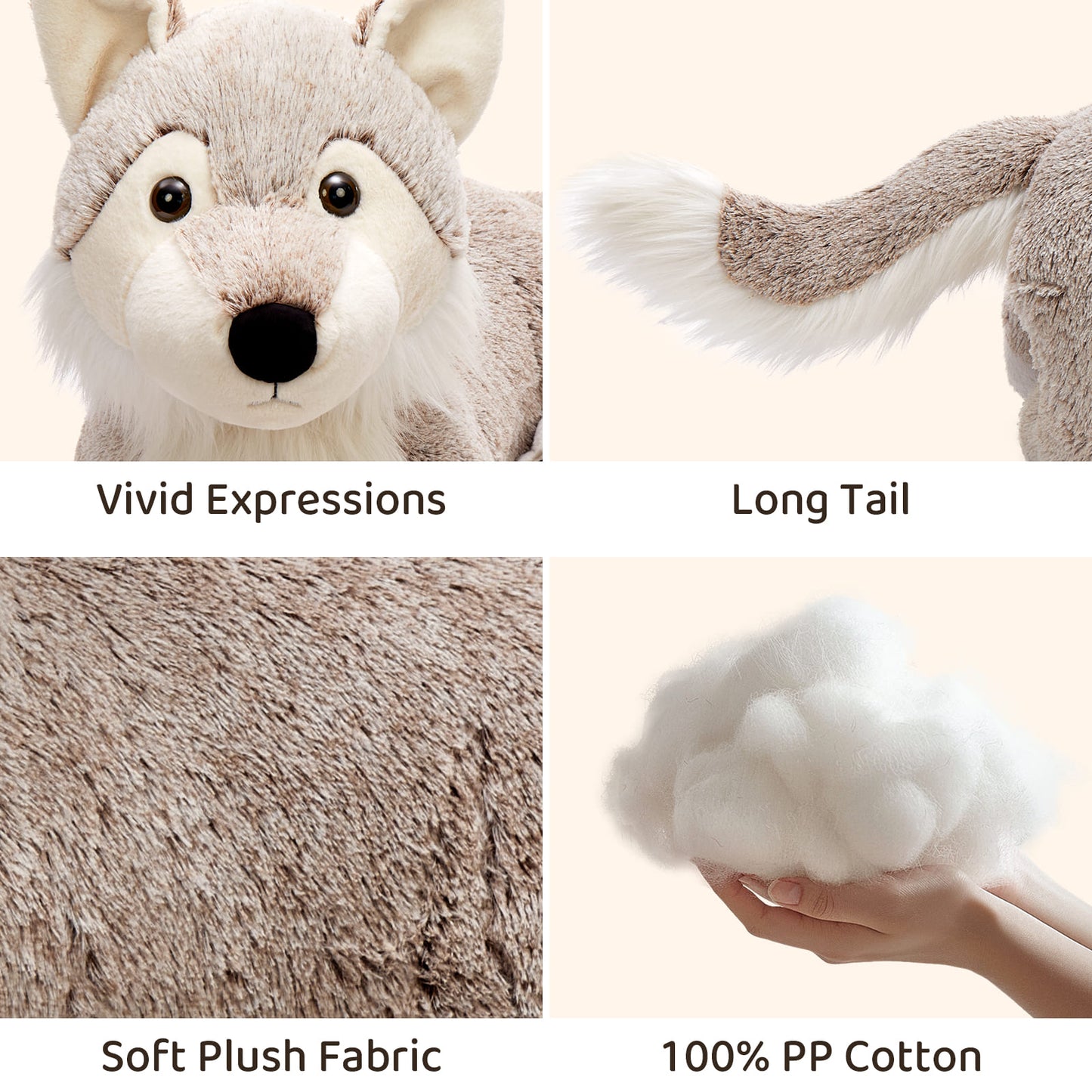 Giant Wolf Stuffed Animals Safari Plush Toys, 47.24 Inches
