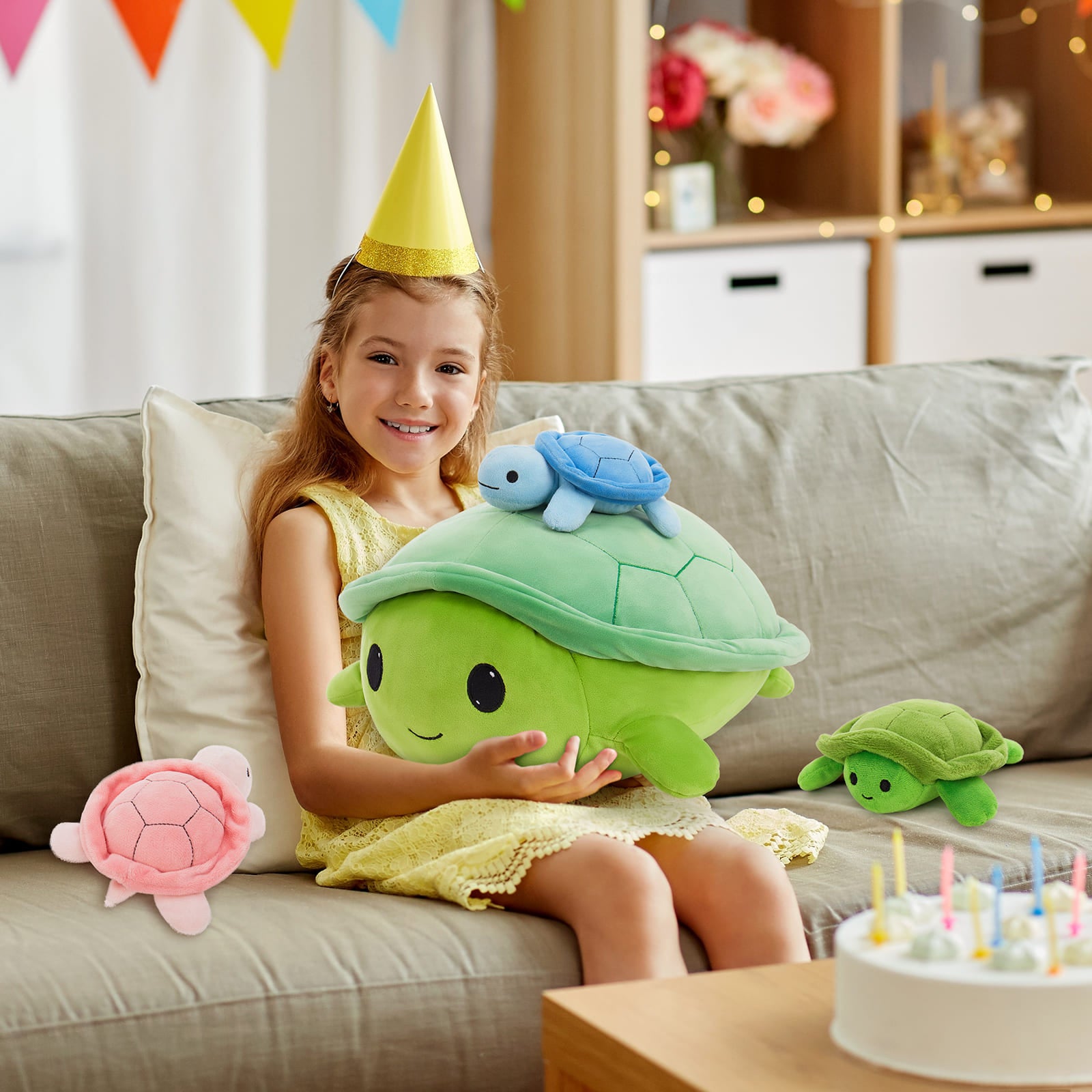 Retracting Head Turtle Stuffed Animals, Green, 15.7 Inches