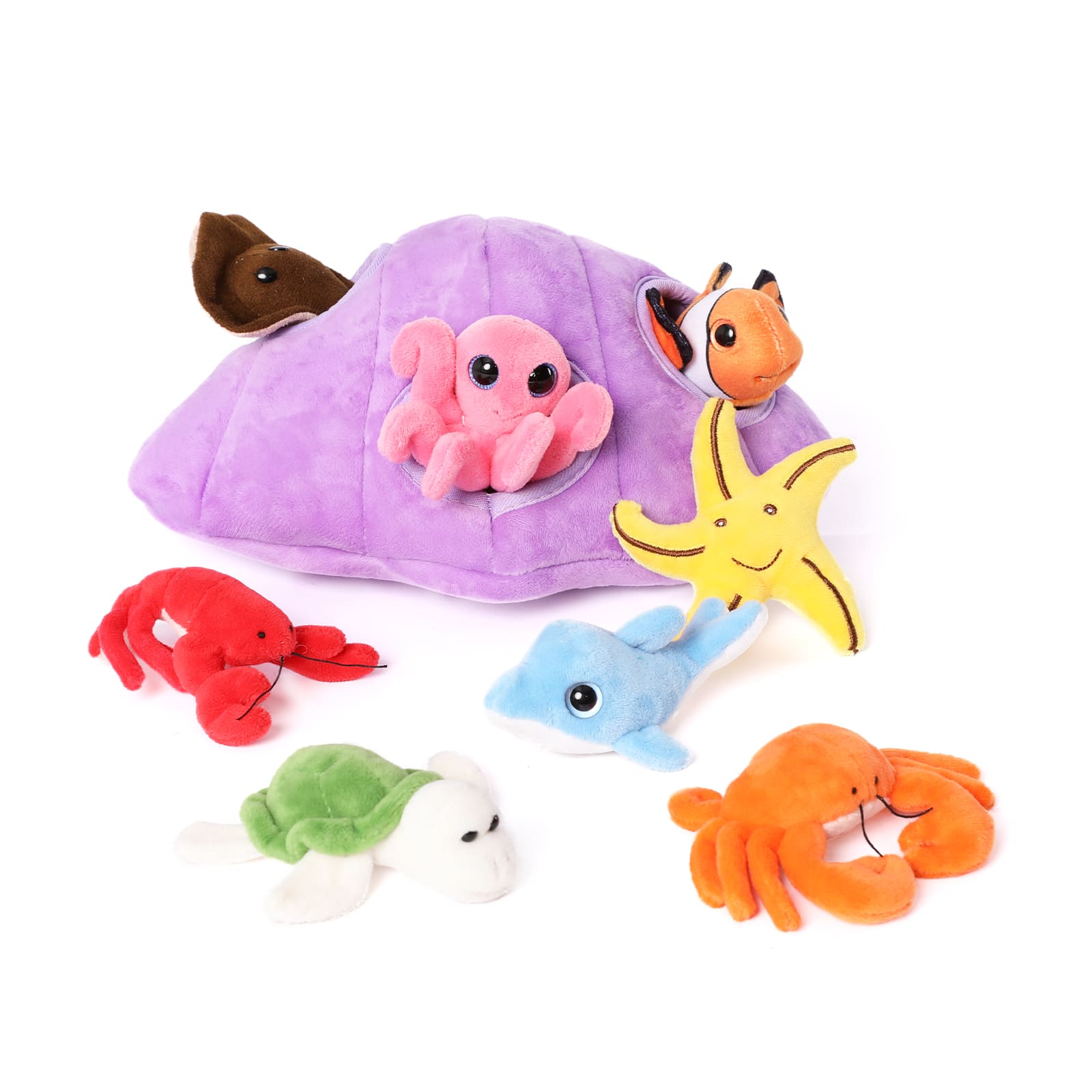 8 Piece Sea Animal Stuffed Toy Set, 11.4 Inches