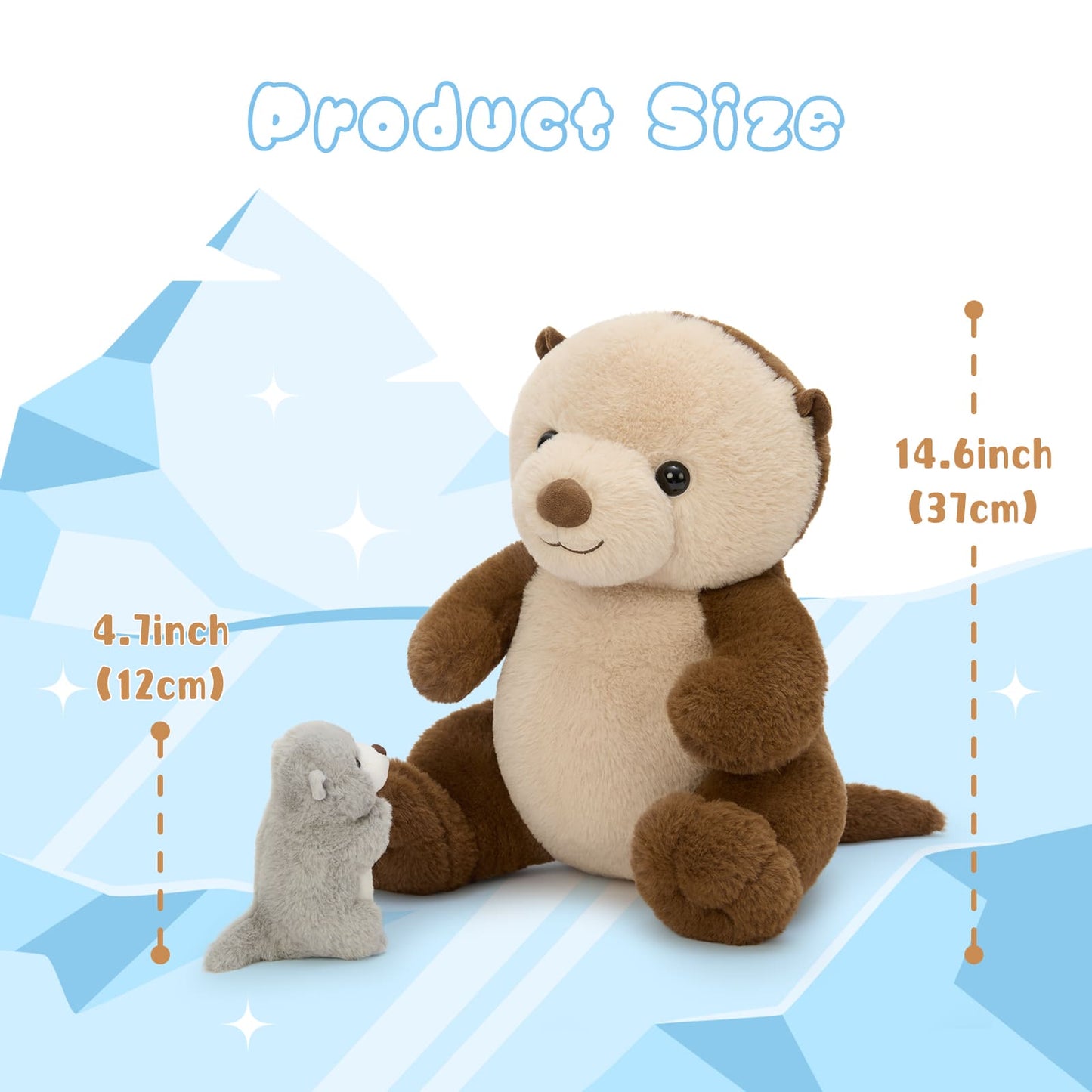 MorisMos 5 Pcs Otter Stuffed Animal - 14.5" Mommy Sea Otter Plush with Babies Inside, Soft Cute Stuffed Otter Plushies Toy for Kids Boys Girls, Ideal Gift for Christmas Birthday Holidays