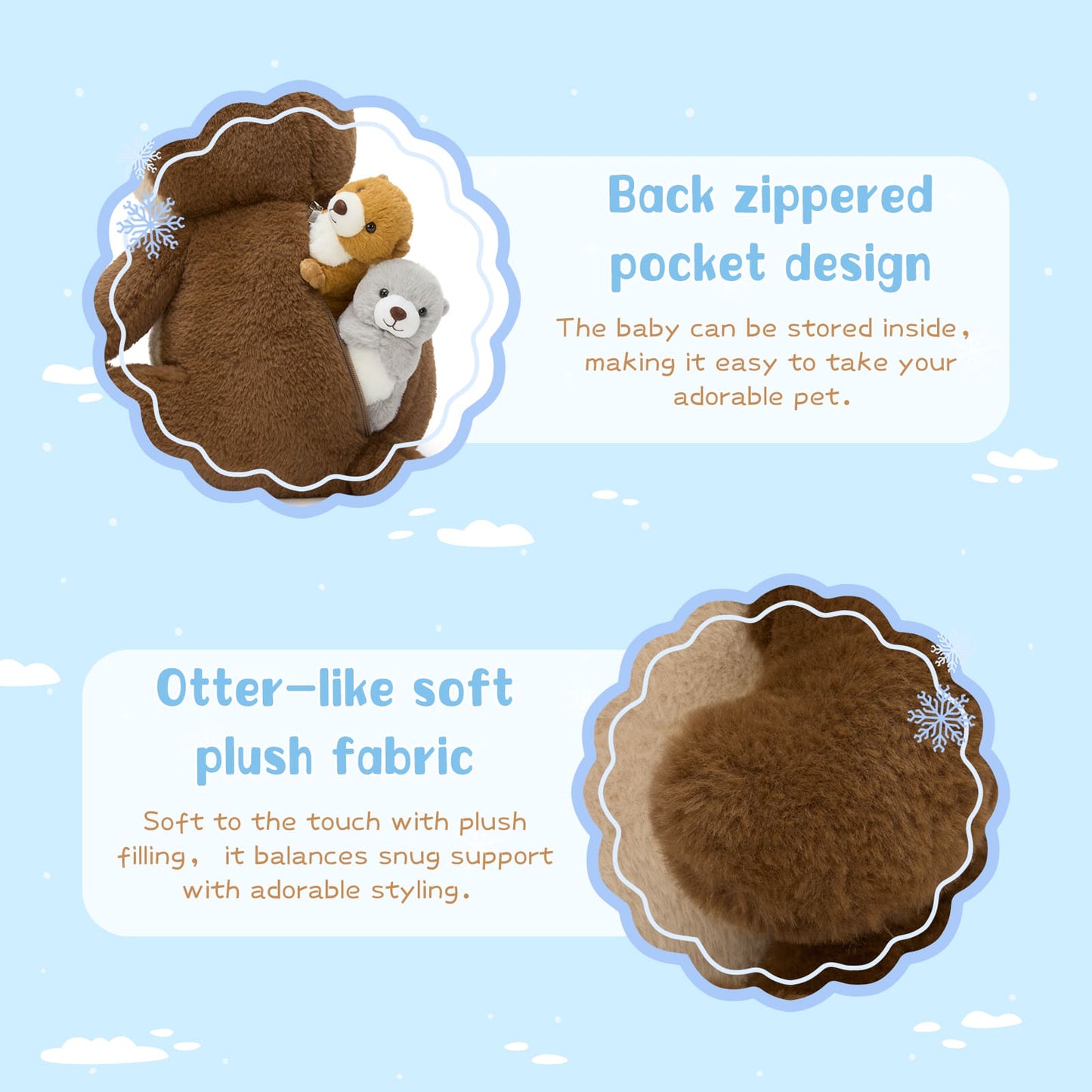 MorisMos 5 Pcs Otter Stuffed Animal - 14.5" Mommy Sea Otter Plush with Babies Inside, Soft Cute Stuffed Otter Plushies Toy for Kids Boys Girls, Ideal Gift for Christmas Birthday Holidays