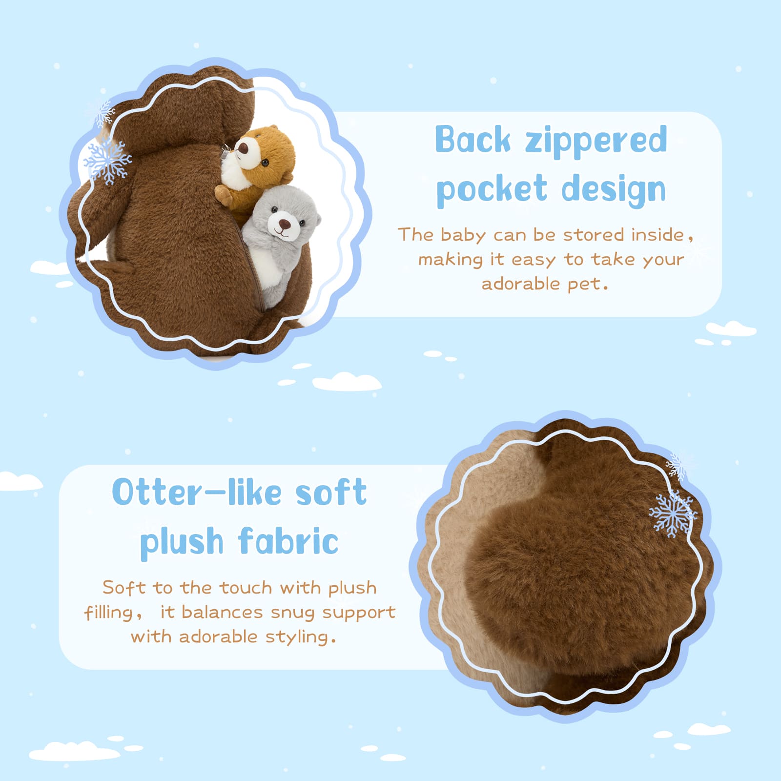 Sea Otter Stuffed Animals with Babies Inside, 14.5 Inches