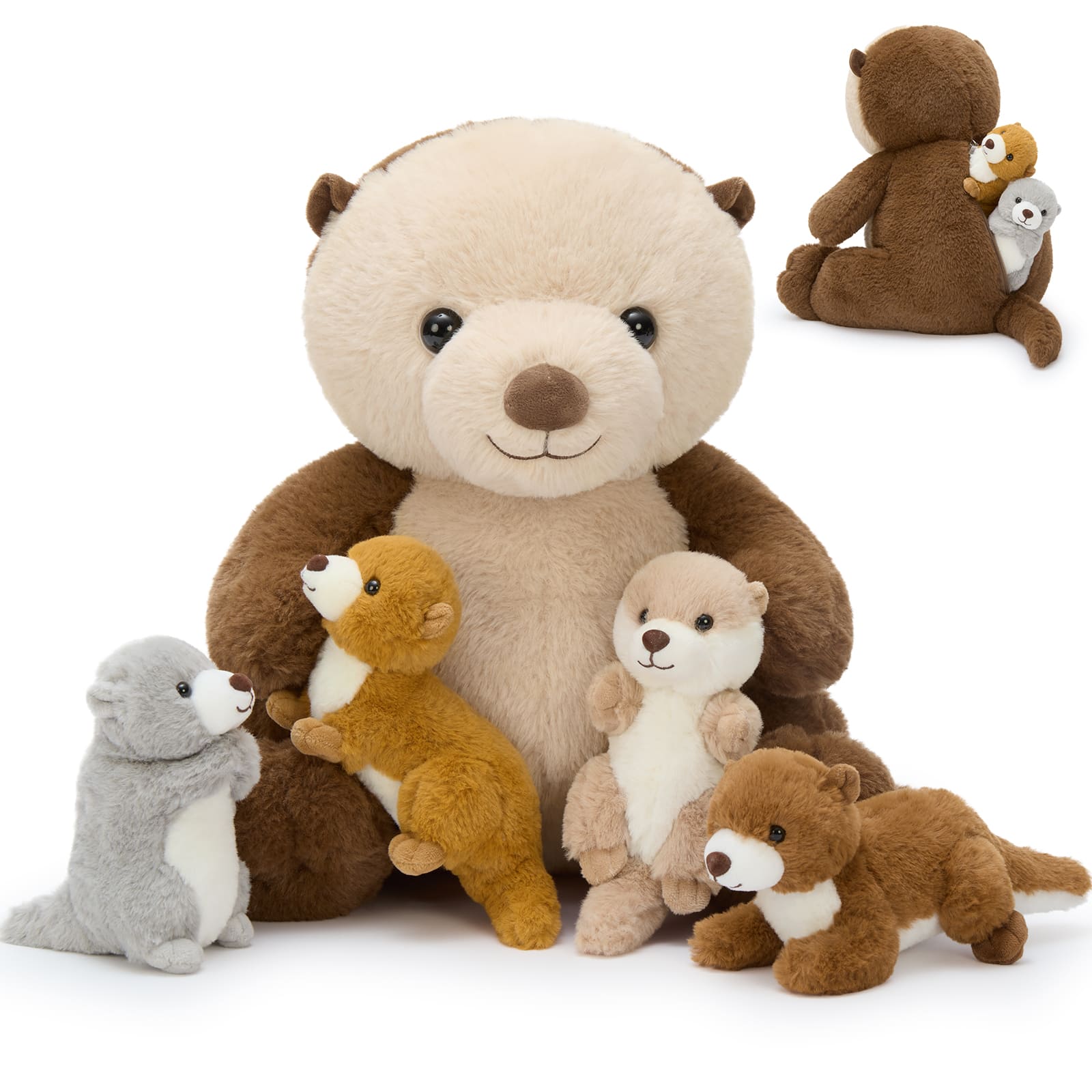 Sea Otter Stuffed Animals with Babies Inside, 14.5 Inches