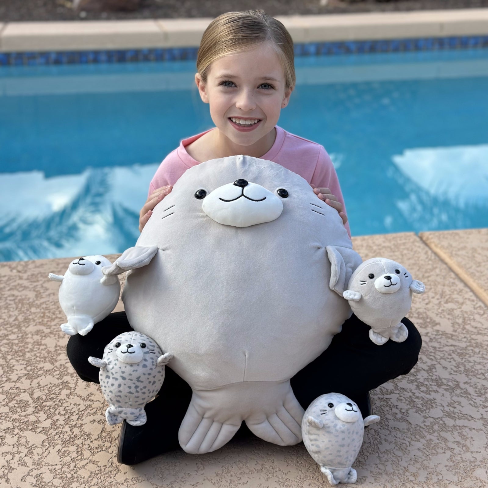 Ensemble de jouets en peluche Seal, gris, 18,8 pouces