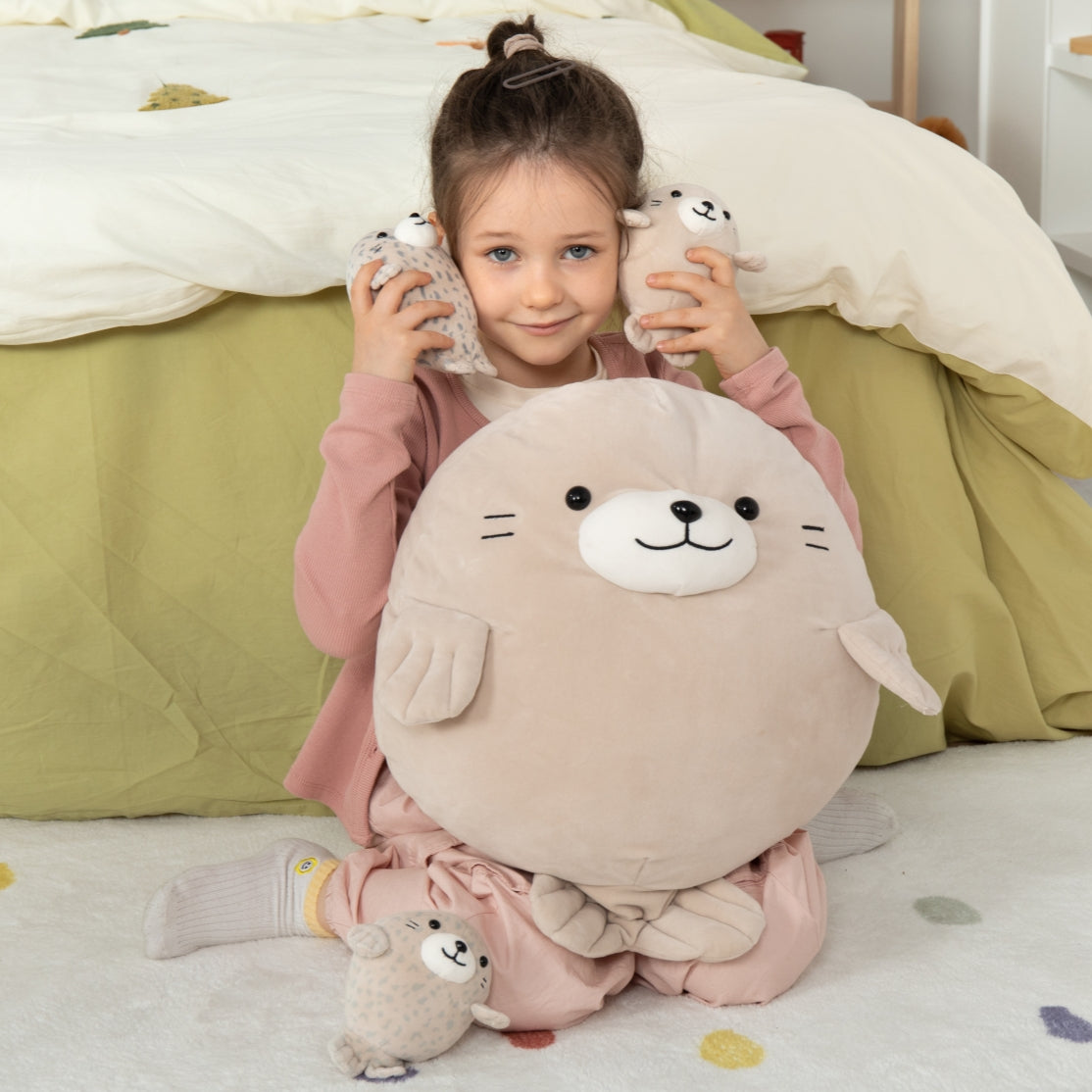 Ensemble de jouets en peluche Seal, gris, 18,8 pouces