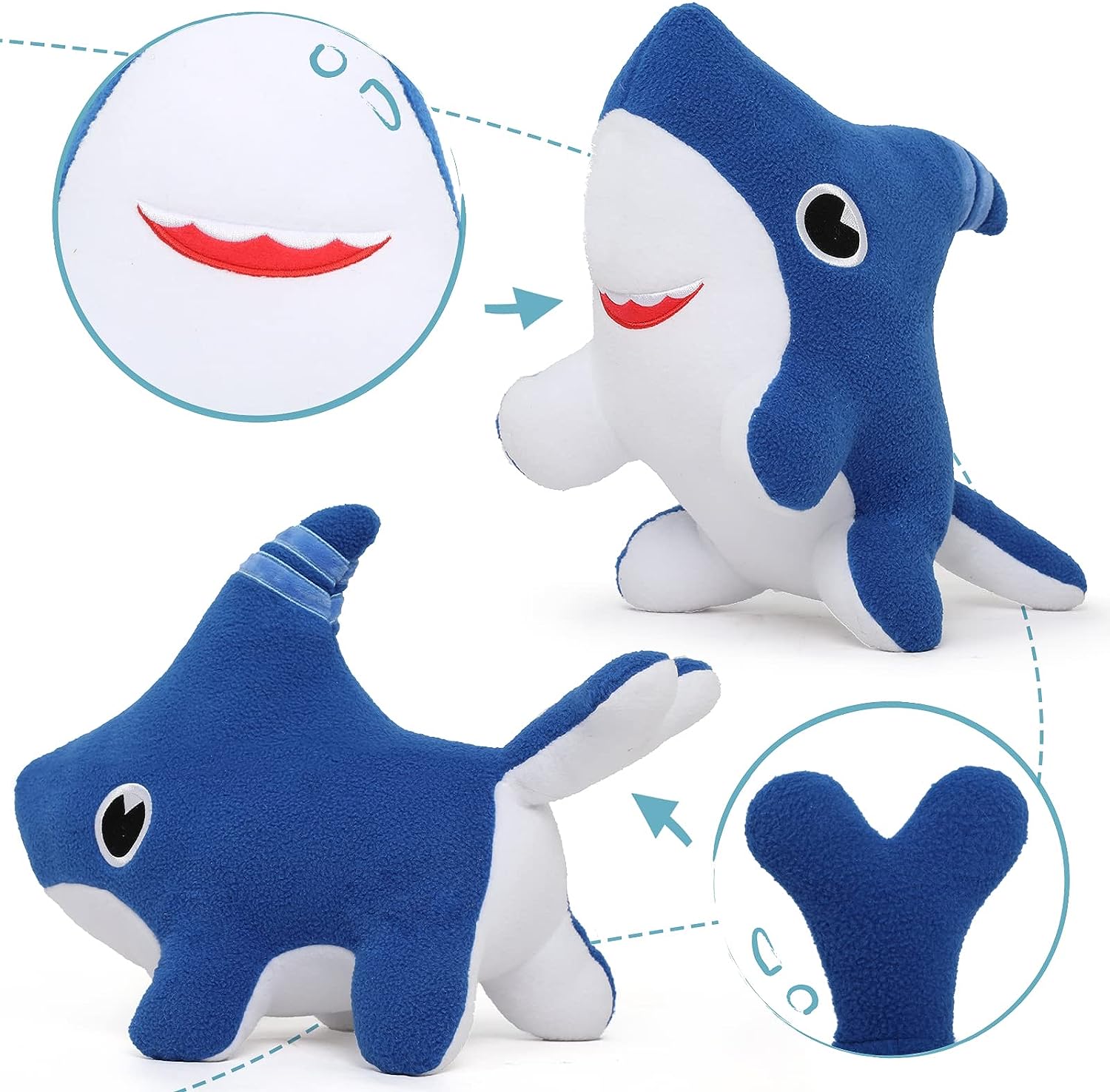 Shark Dog Plush Toy, Blue/Grey, 15 Inches