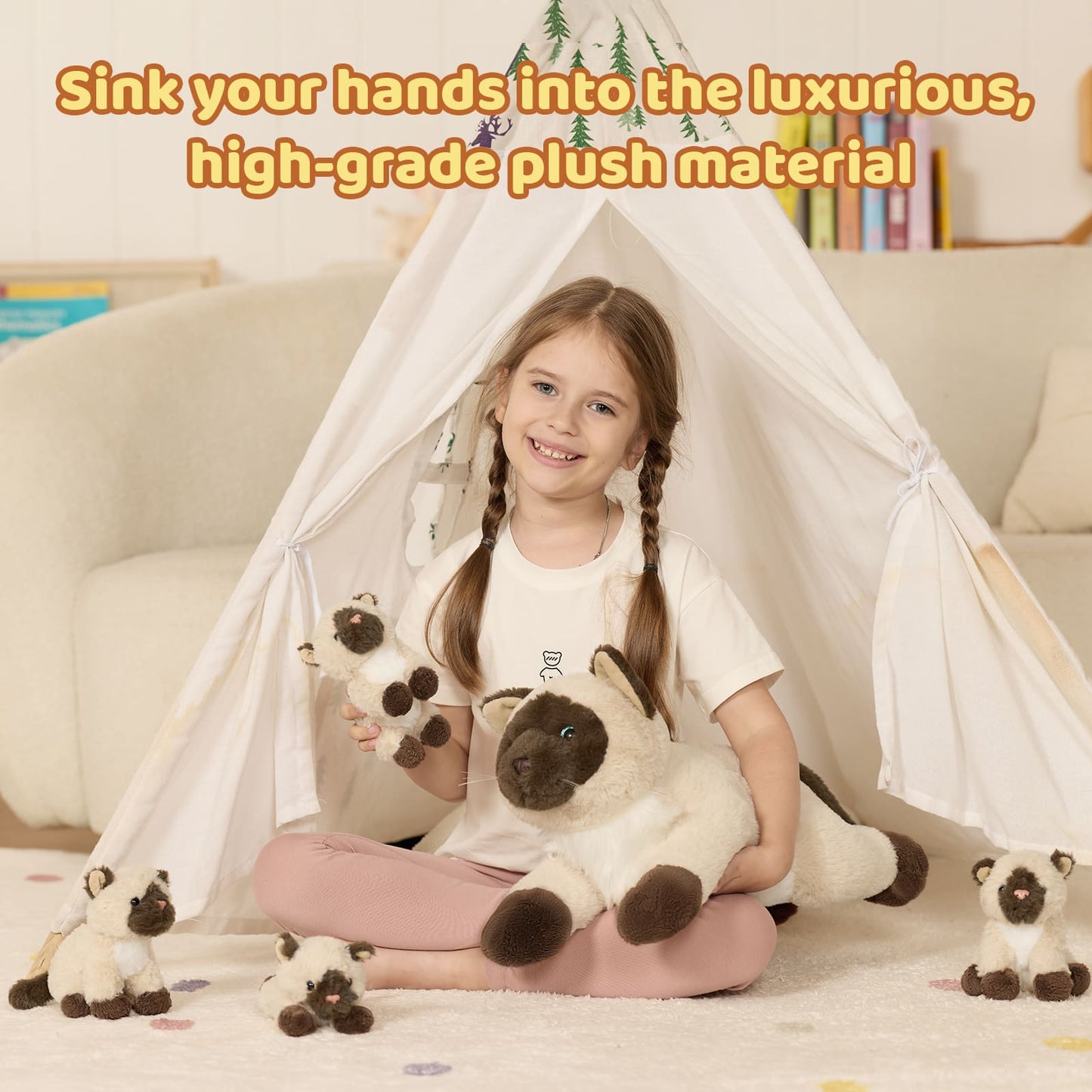 Siamese Cat Plush Toys Kitten Stuffed Animals, 18.9 Inches