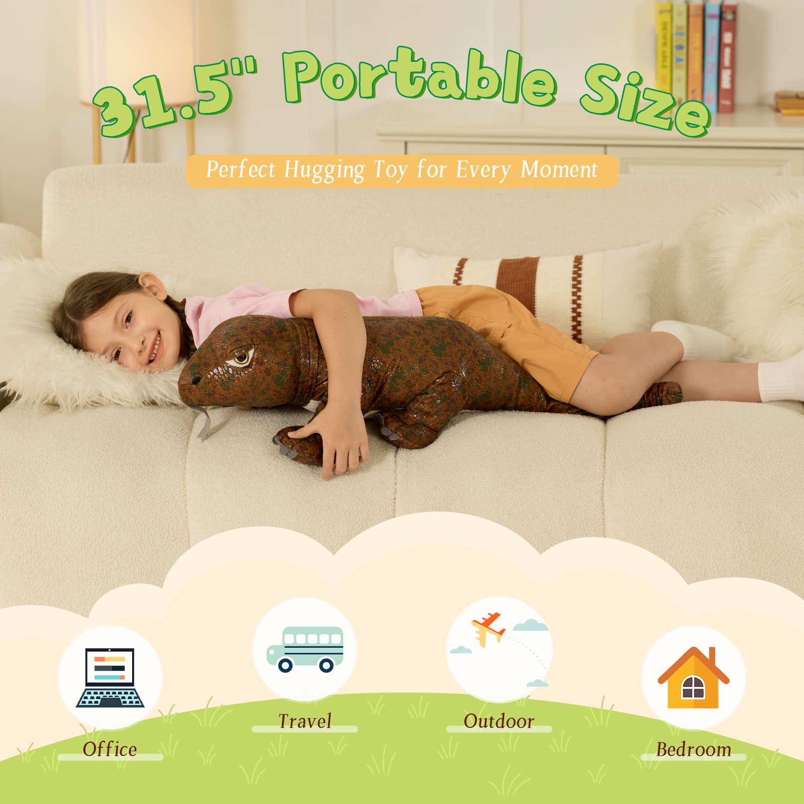 Komodo Dragon Plush Toys Monitor Lizard Stuffed Animals, 32 Inches