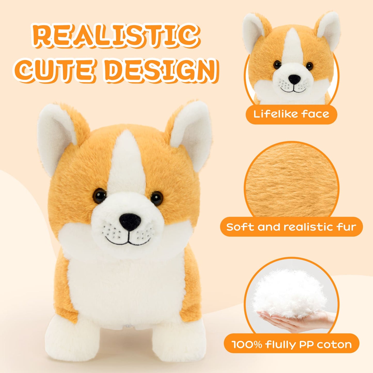 Corgi Stuffed Animals with Three Puppies Inside the Belly - Kawaii Dog Plush Toys for Children - Gift for Pet Lovers