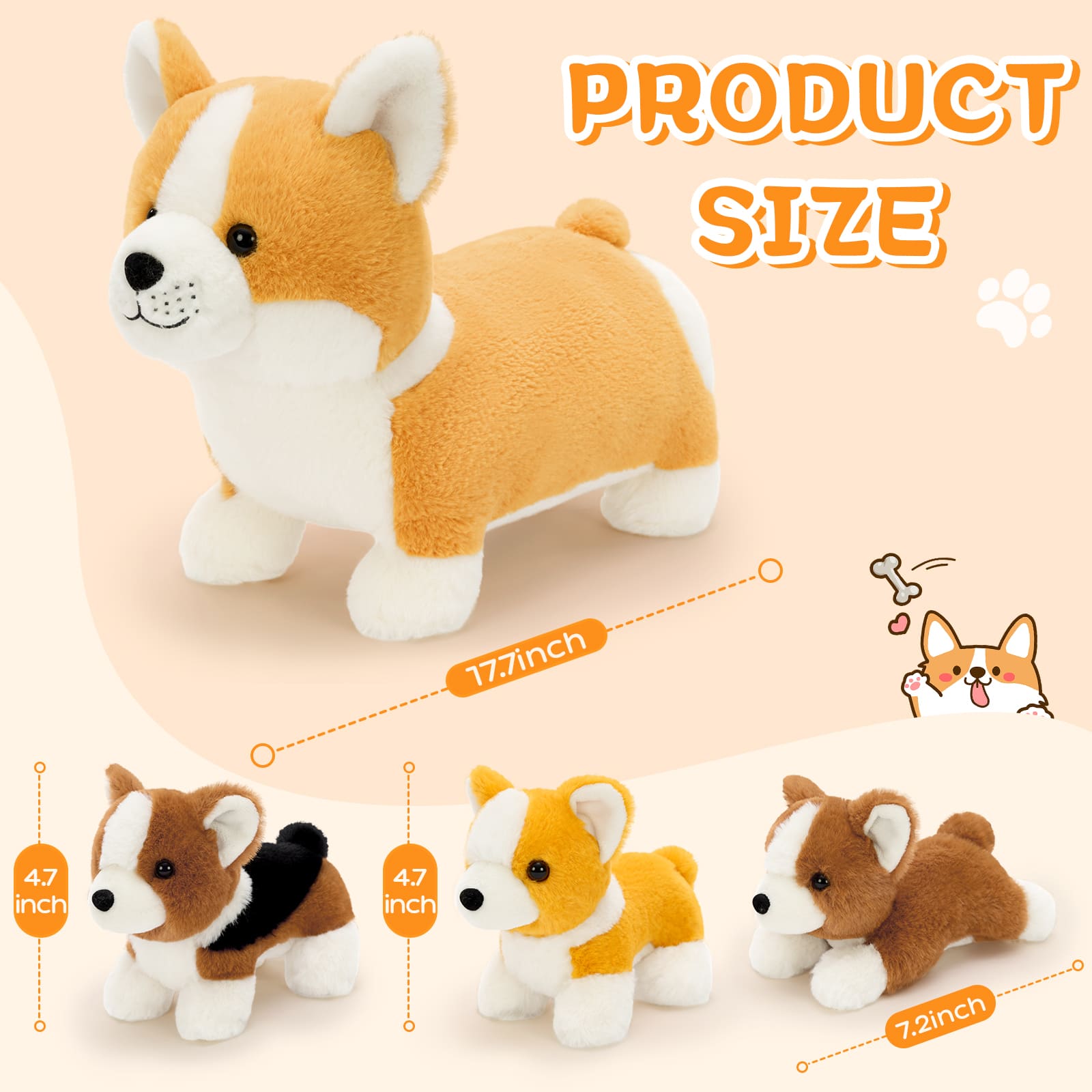 Corgi Dog Stuffed Animals with Puppies Inside, 17.7 Inches