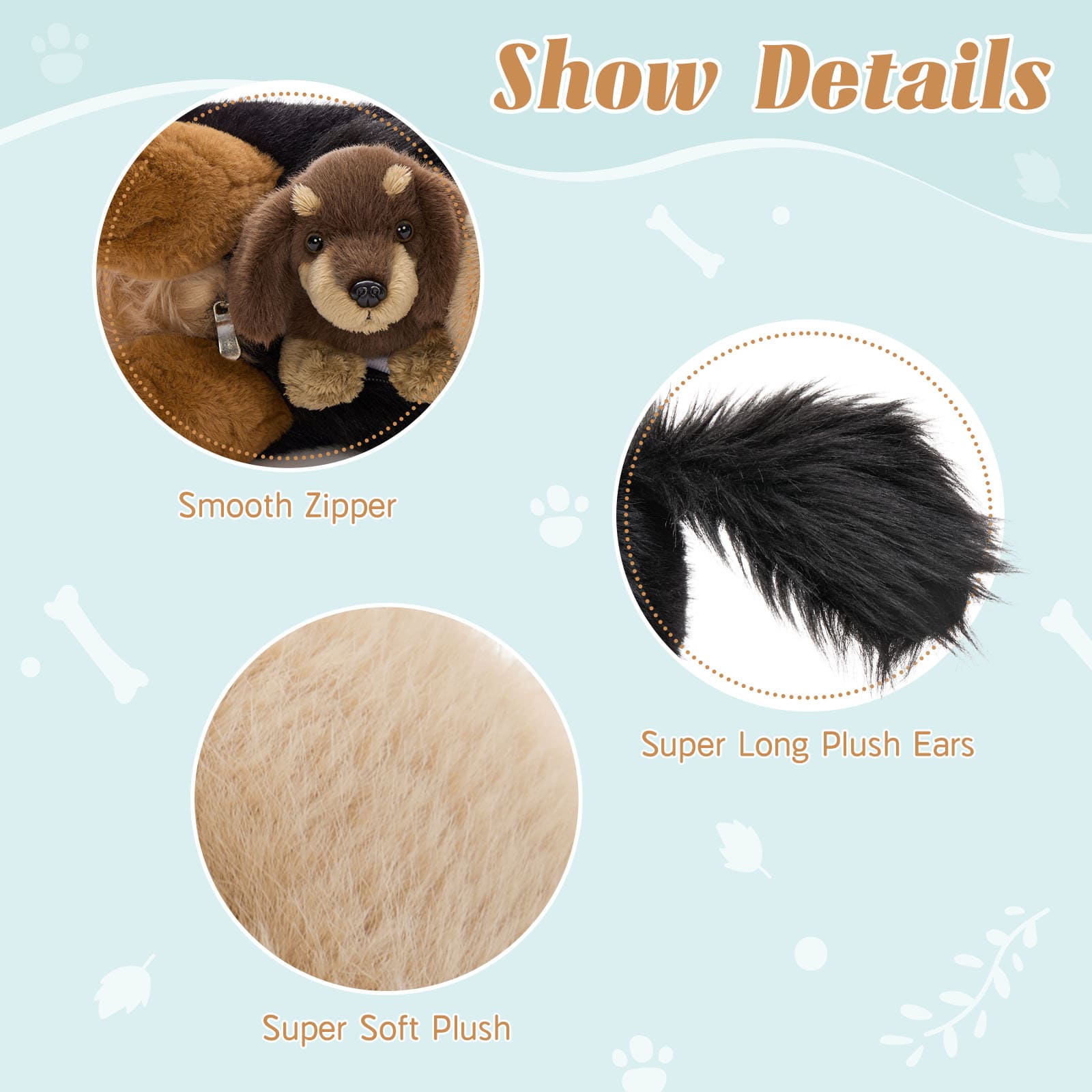 Dachshund Stuffed Animals Dog Plush Toys, Black, 20.5 Inches